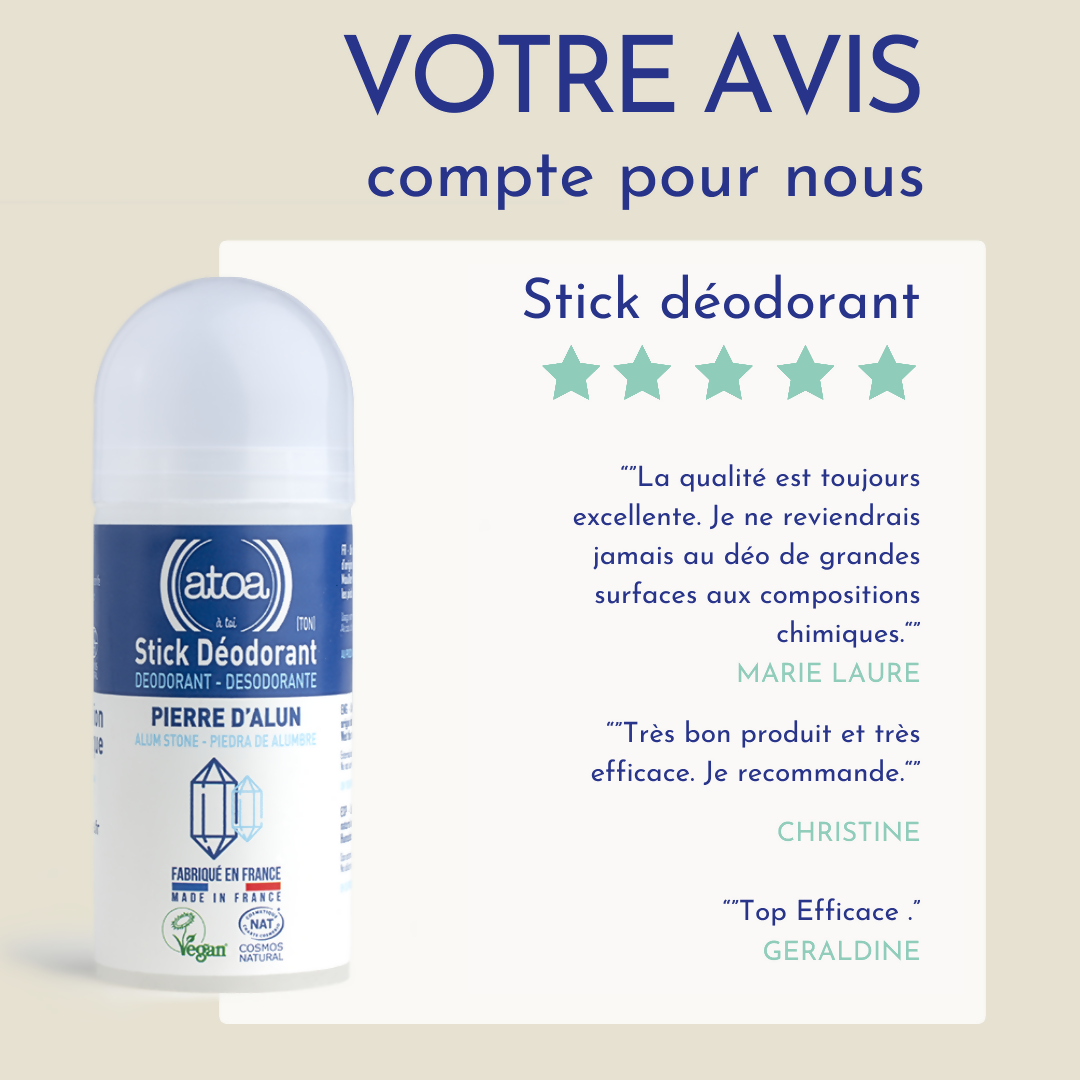 ATOA - Stick d'Alun déodorant certifié COSMOS NAT