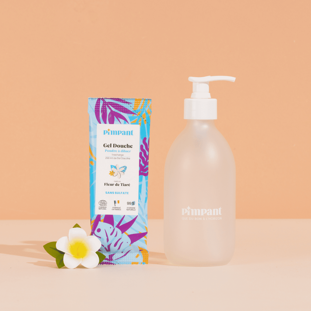 Kit Gel Douche Fleur de Tiaré Rechargeable en Poudre à Diluer