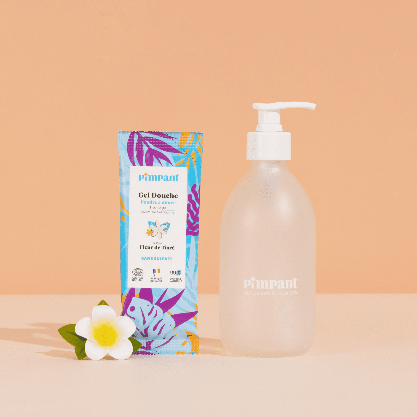 Kit Gel Douche Fleur de Tiaré Rechargeable en Poudre à Diluer