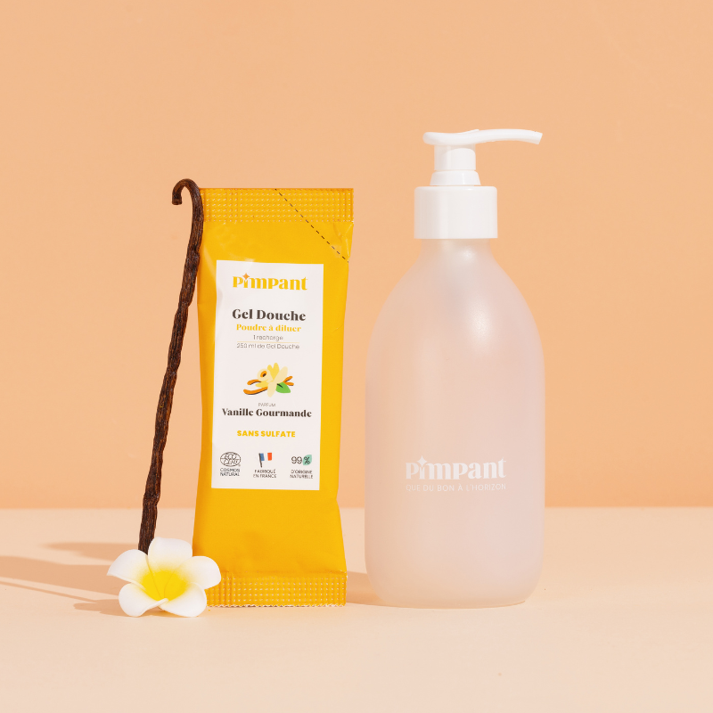 Kit Gel Douche Rechargeable en Poudre à Diluer Vanille Gourmande