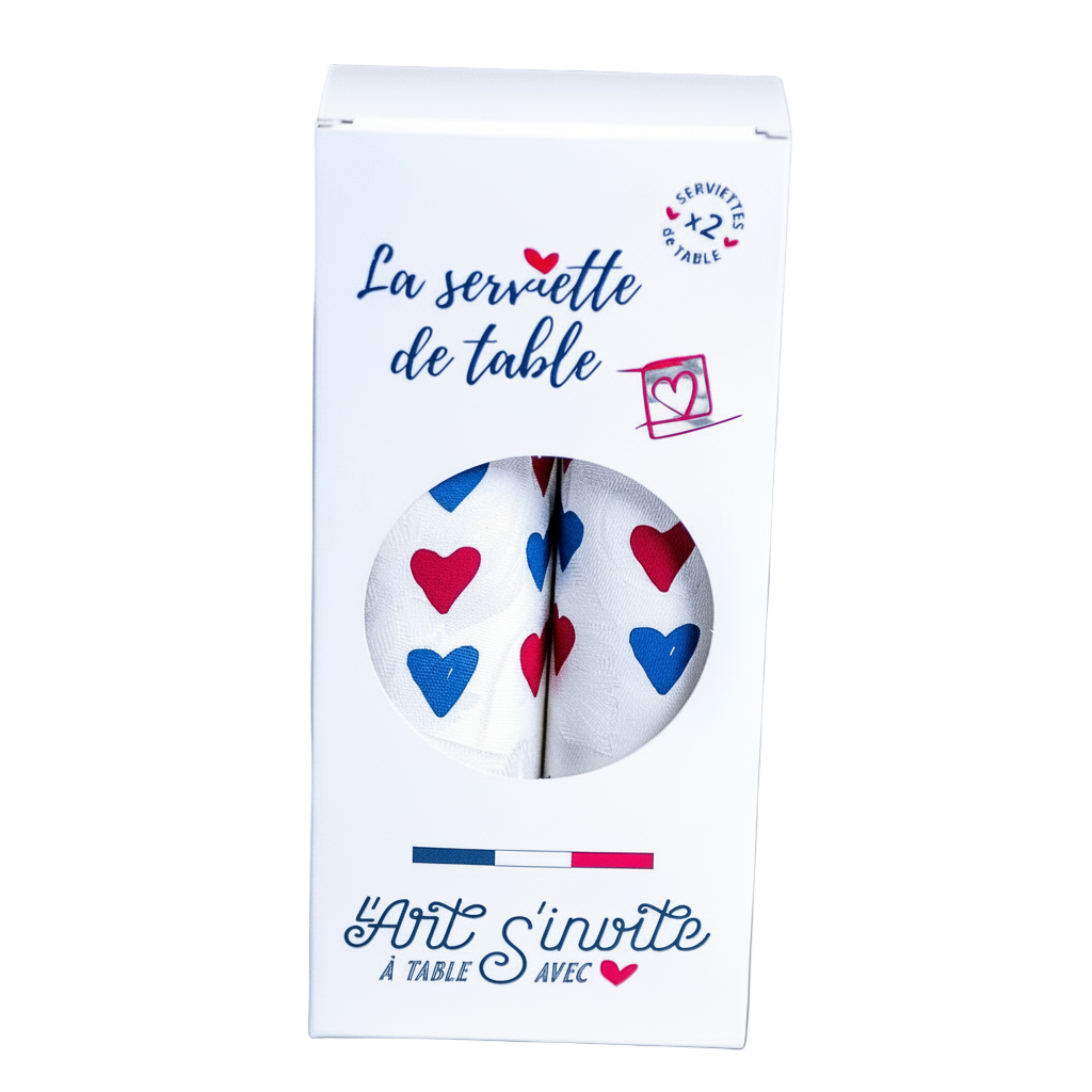 Coffret de 2 serviettes de table - La Serviette de Table - Linge de table - "La vie est belle"