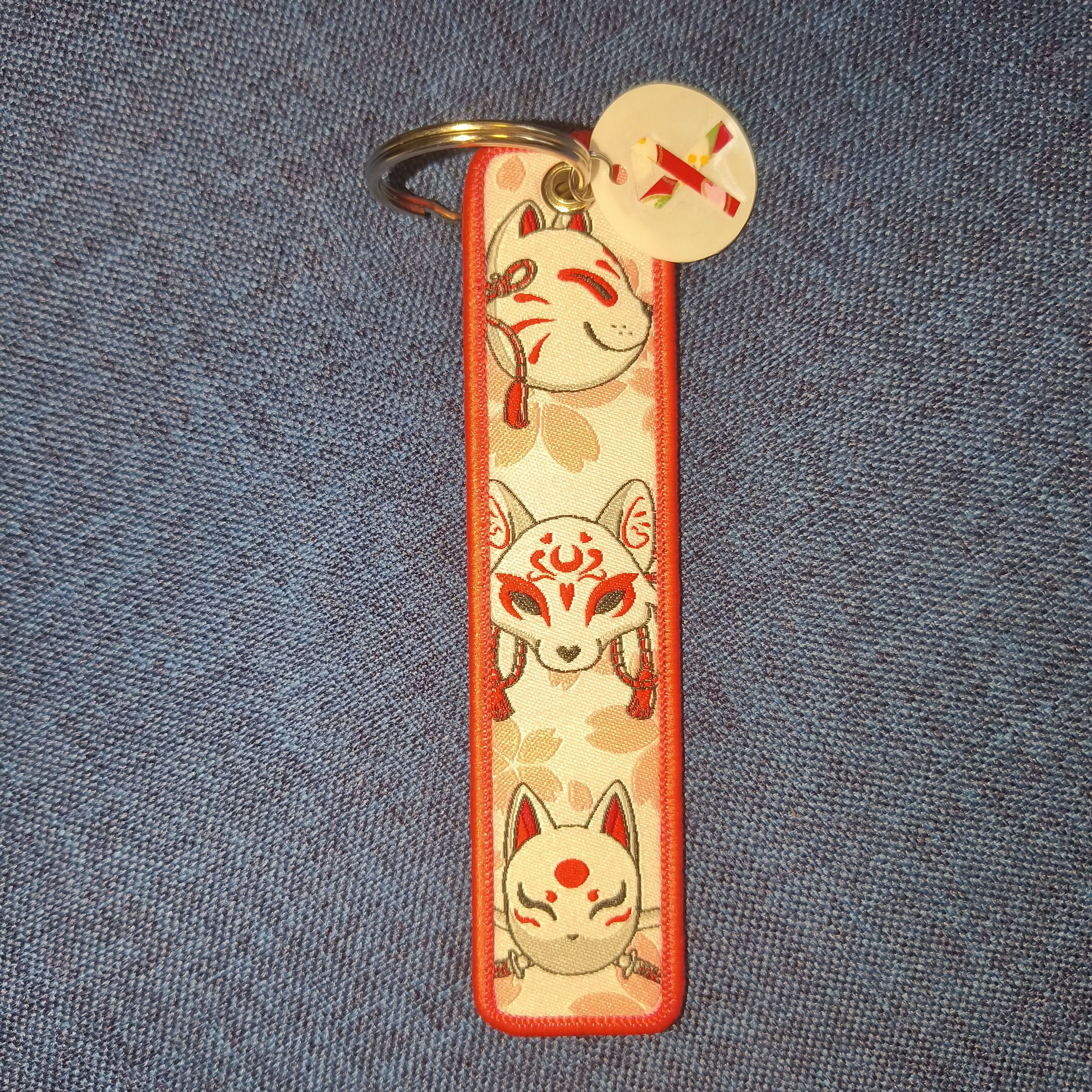 ORI034 Long origami bag charm or key ring