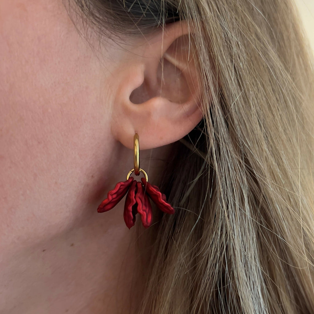 Red petal CLIP earrings