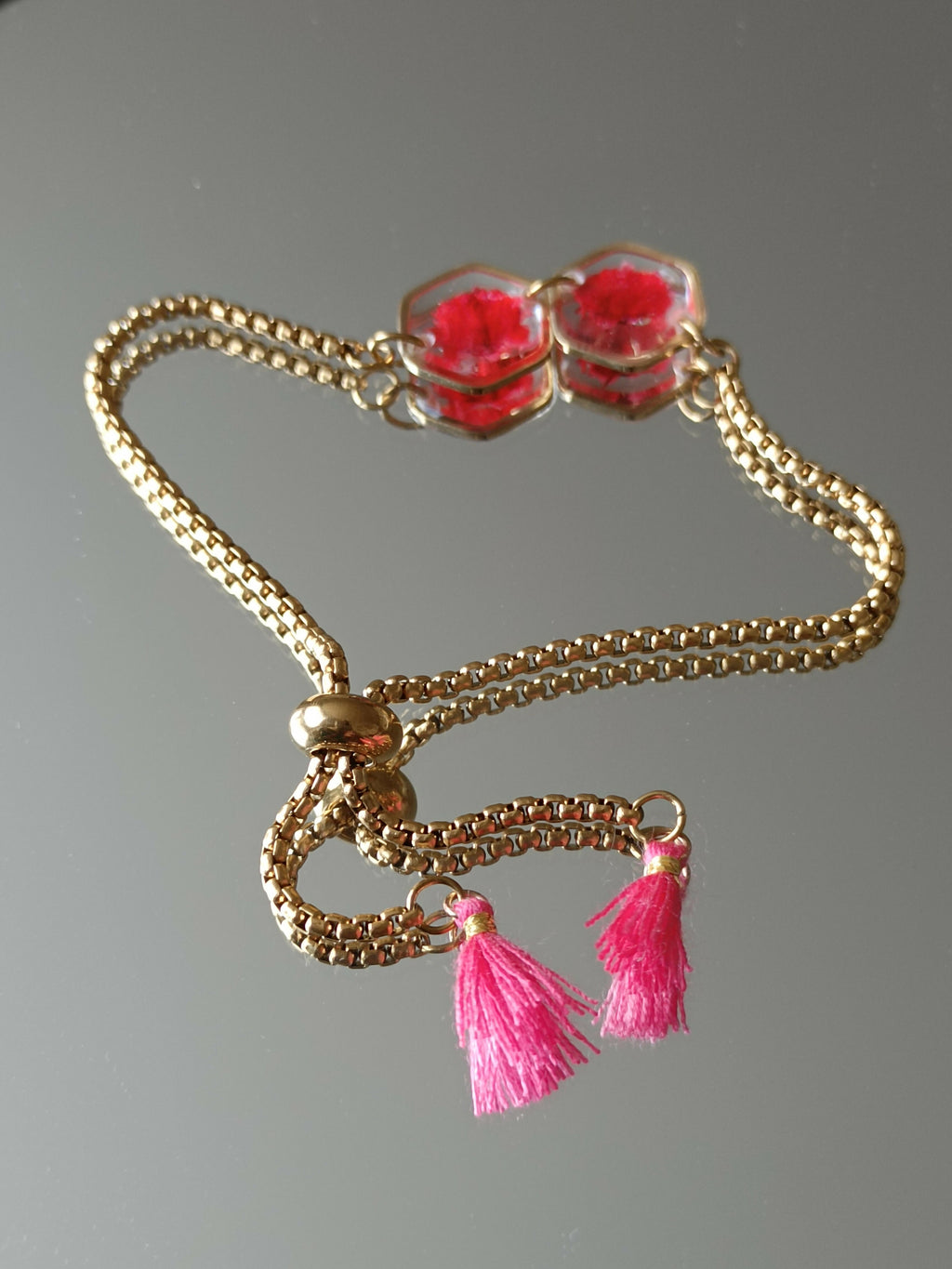 MEL/BFP Dried Flower Pom-pom Bracelets GOLD