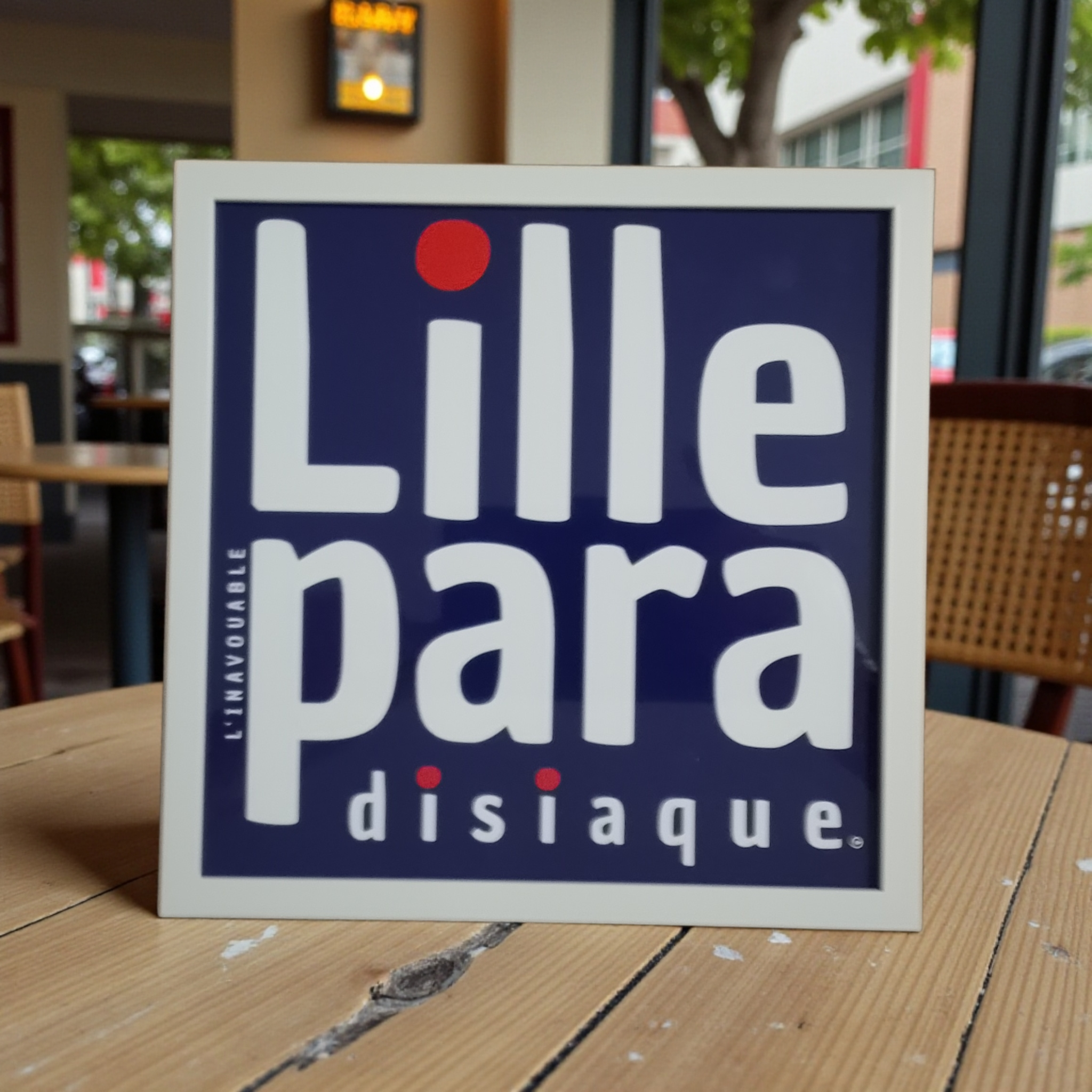 CADRE "LILLE PARADISIAQUE" Bleu Carré blanc