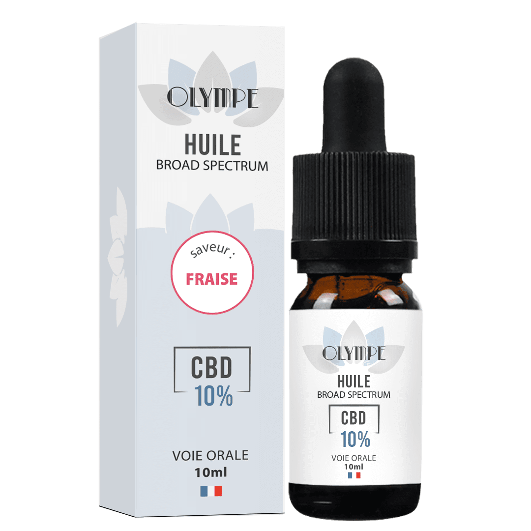 huile de cbd 10% MCT aromatisee fraise Olympe