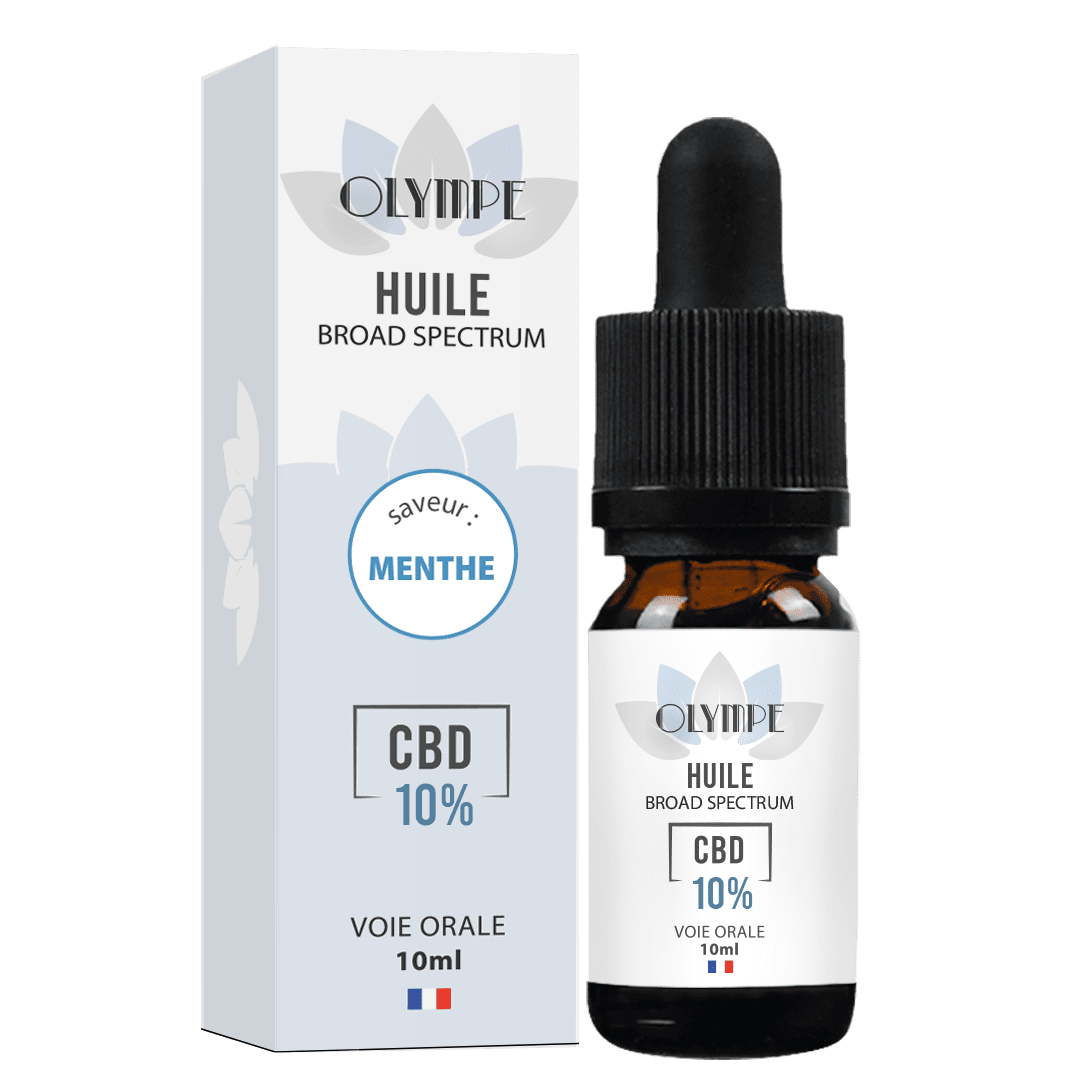 huile de cbd 10% broad sprectrum aromatisee a la menthe Olympe