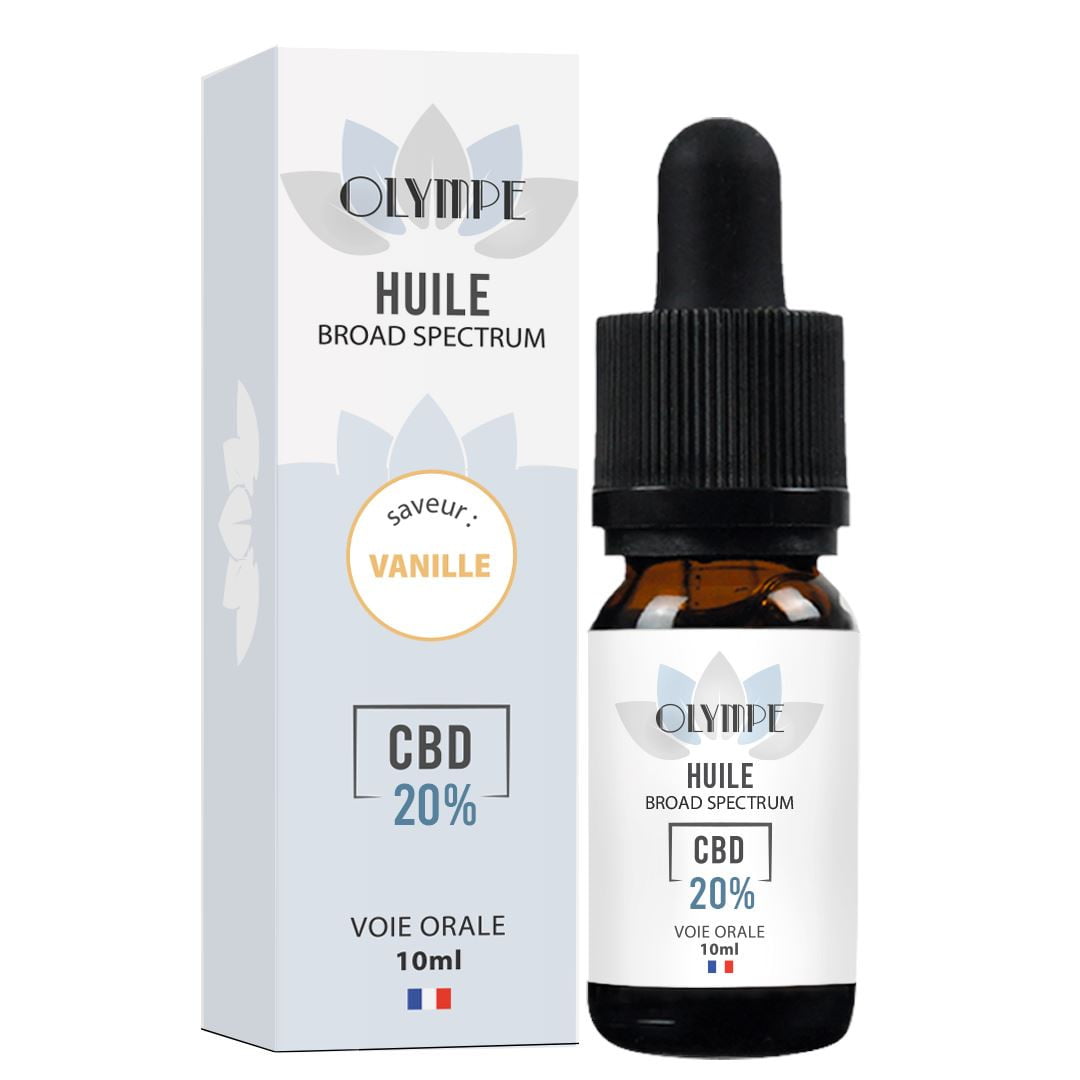 Huile de CBD Broad Spectrum MCT à la Vanille Olympe CBD Made In France 10 mL 20 