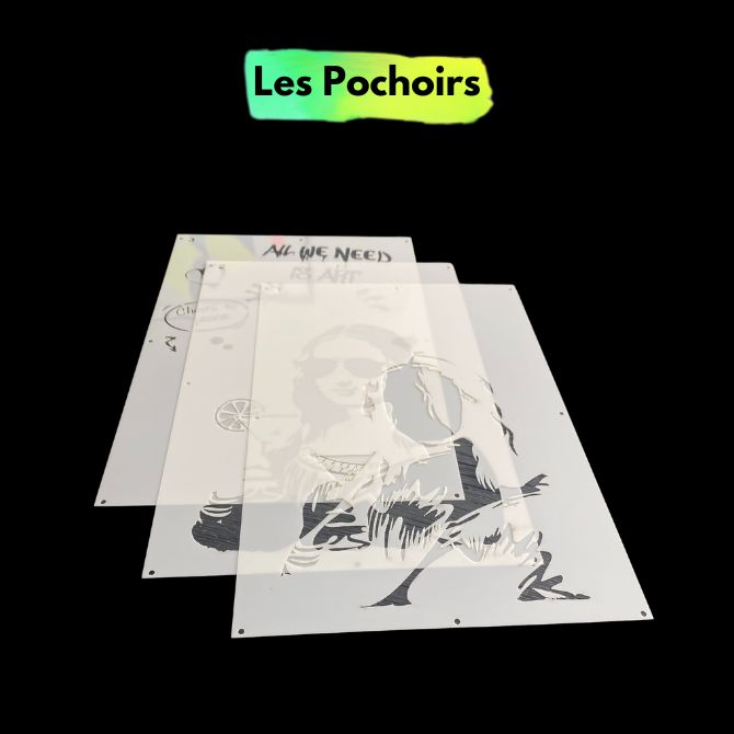 Coffret pochoir JOCONDE – 3 pochoirs superposables + kit peinture complet