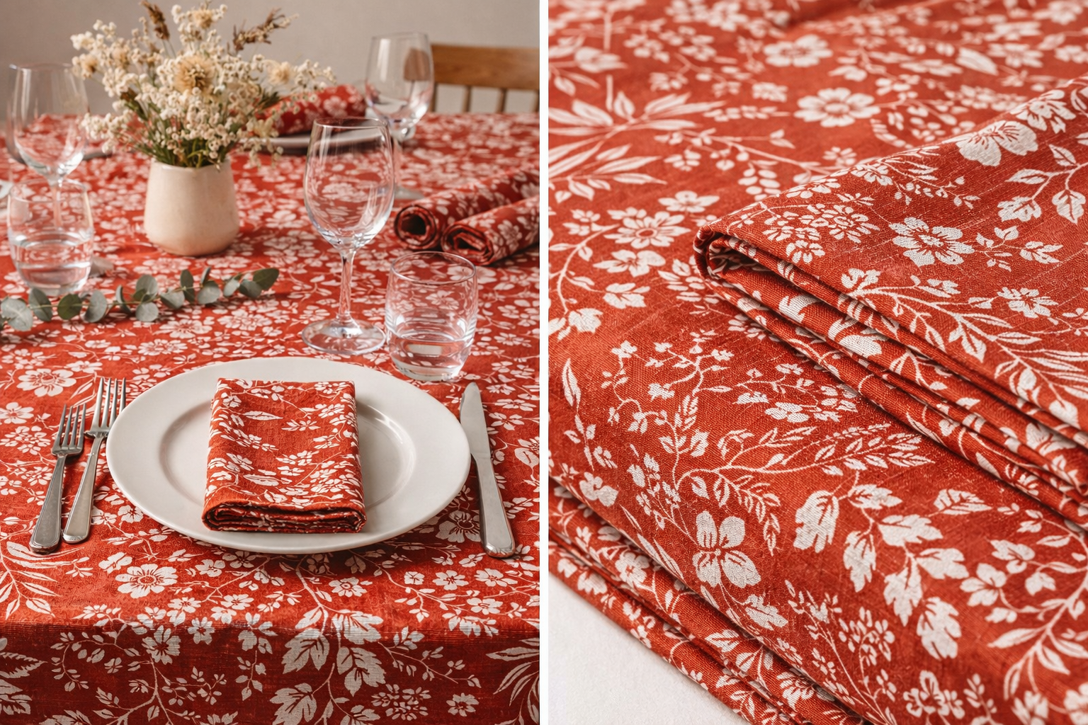 Nappe en tissu "Terracotta" carrée 150x150 cm | La Serviette de Table