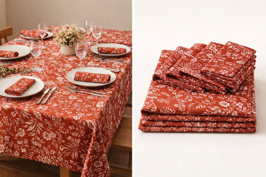 Nappe en tissu "Terracotta" carrée 150x150 cm | La Serviette de Table