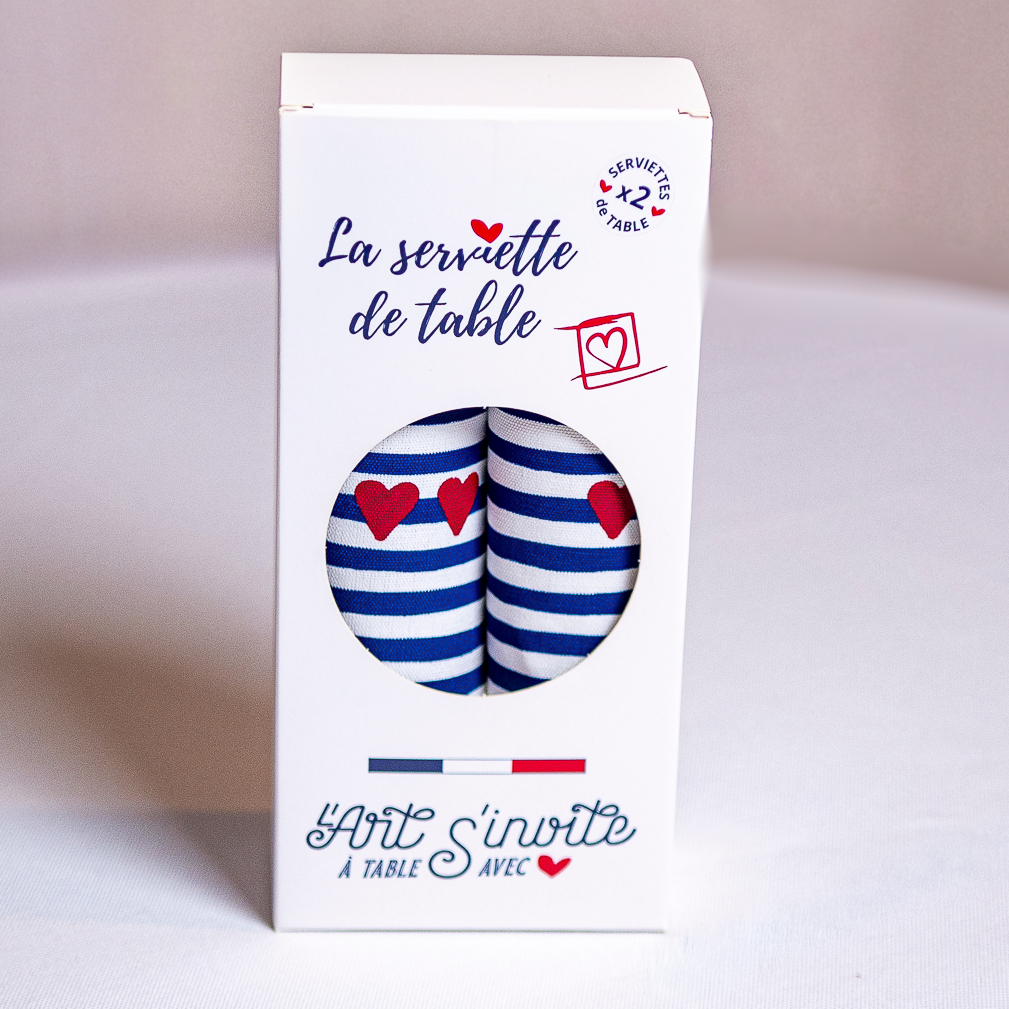 Le coffret de 2 serviettes de table - La Serviette de Table - Linge de table -  "Amour en mer"