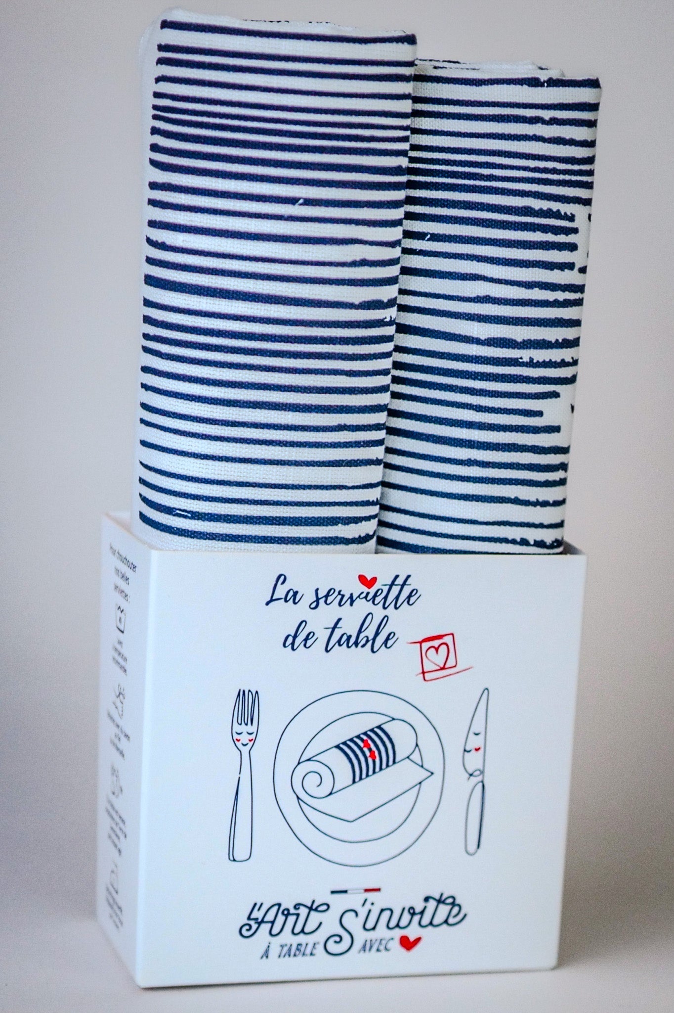 Le coffret de 2 serviettes de table - Linge de table - "Amour à la plage"