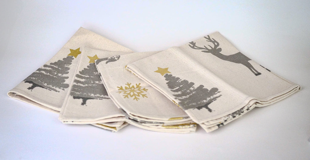 Lot de 4 serviettes de table de Noël "Sapin" - Linge de table