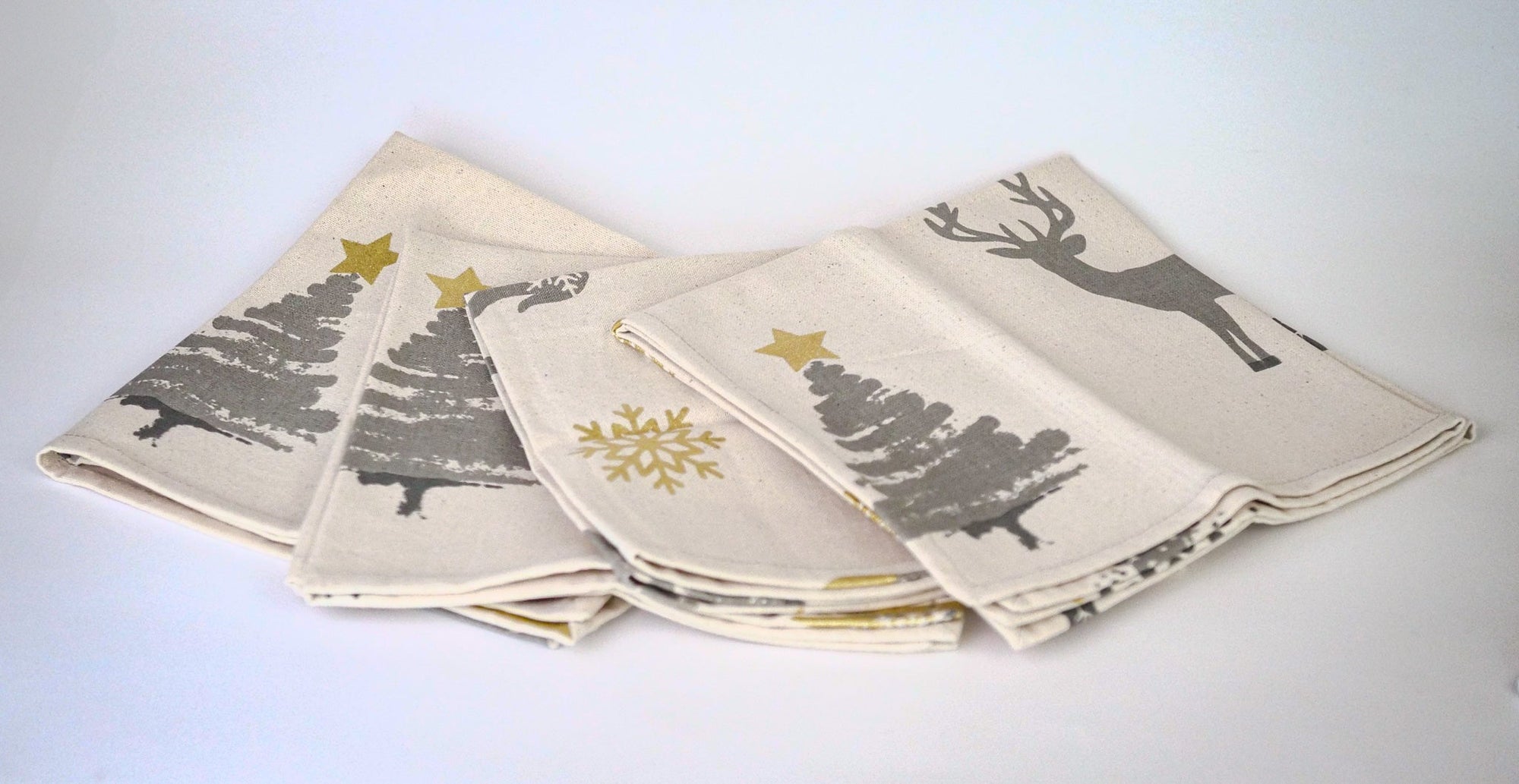 Lot de 4 serviettes de table de Noël "Sapin" - Linge de table