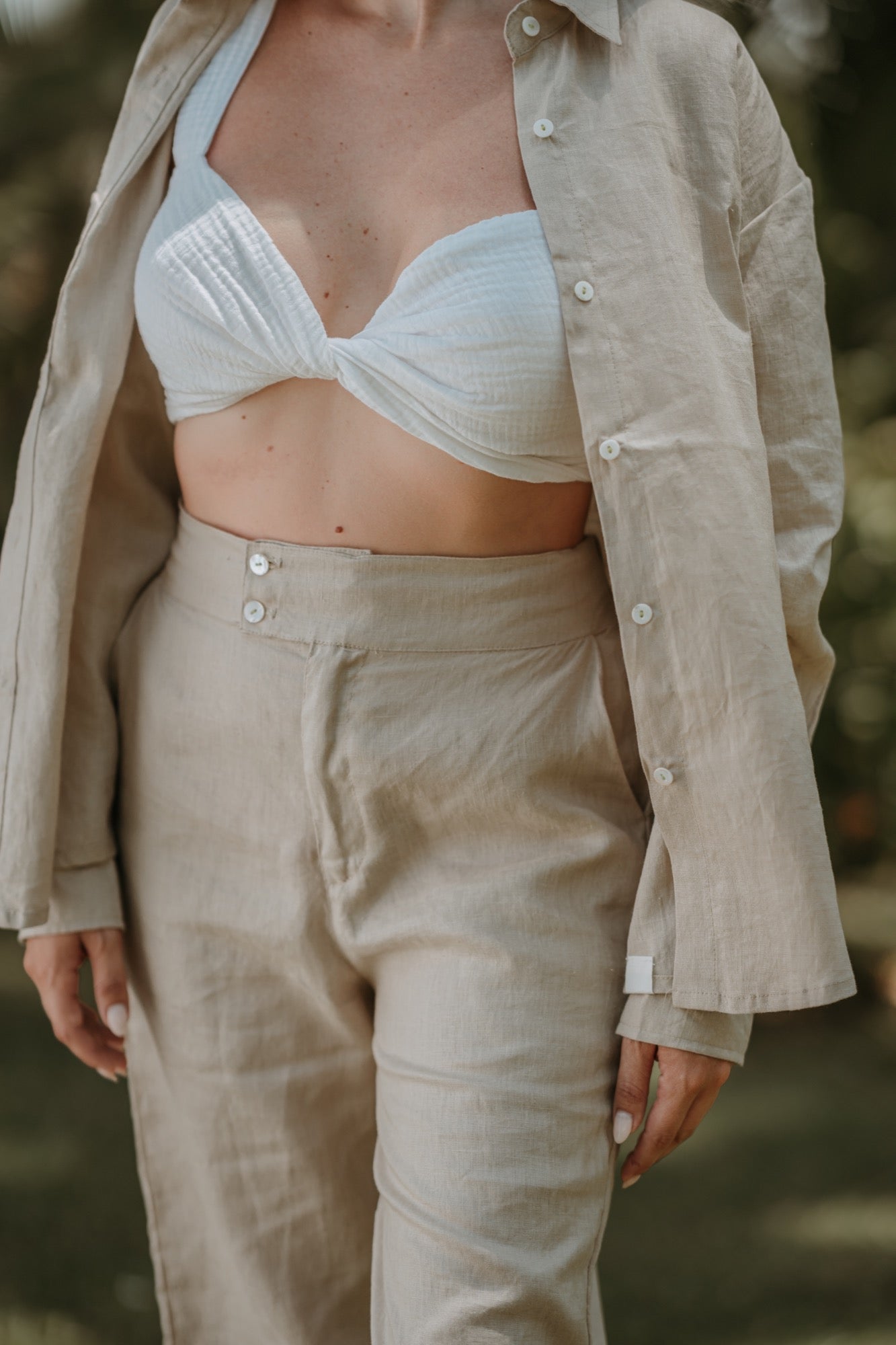 PANTALON EN LIN BEIGE NATUREL ~ PRIA