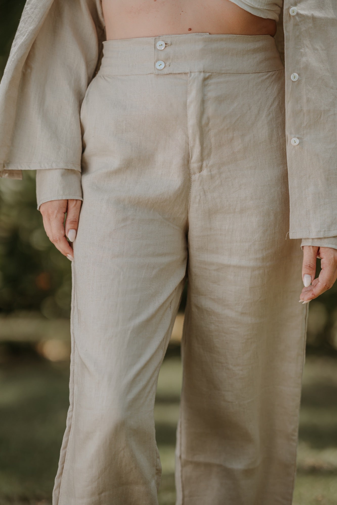 PANTALON EN LIN BEIGE NATUREL ~ PRIA