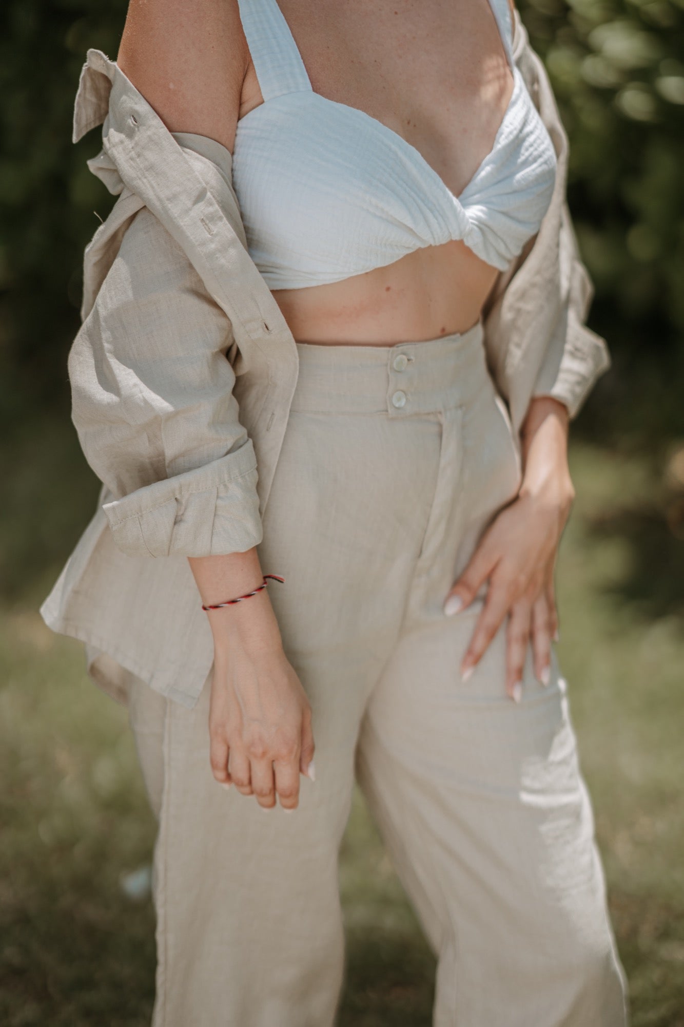 PANTALON EN LIN BEIGE NATUREL ~ PRIA