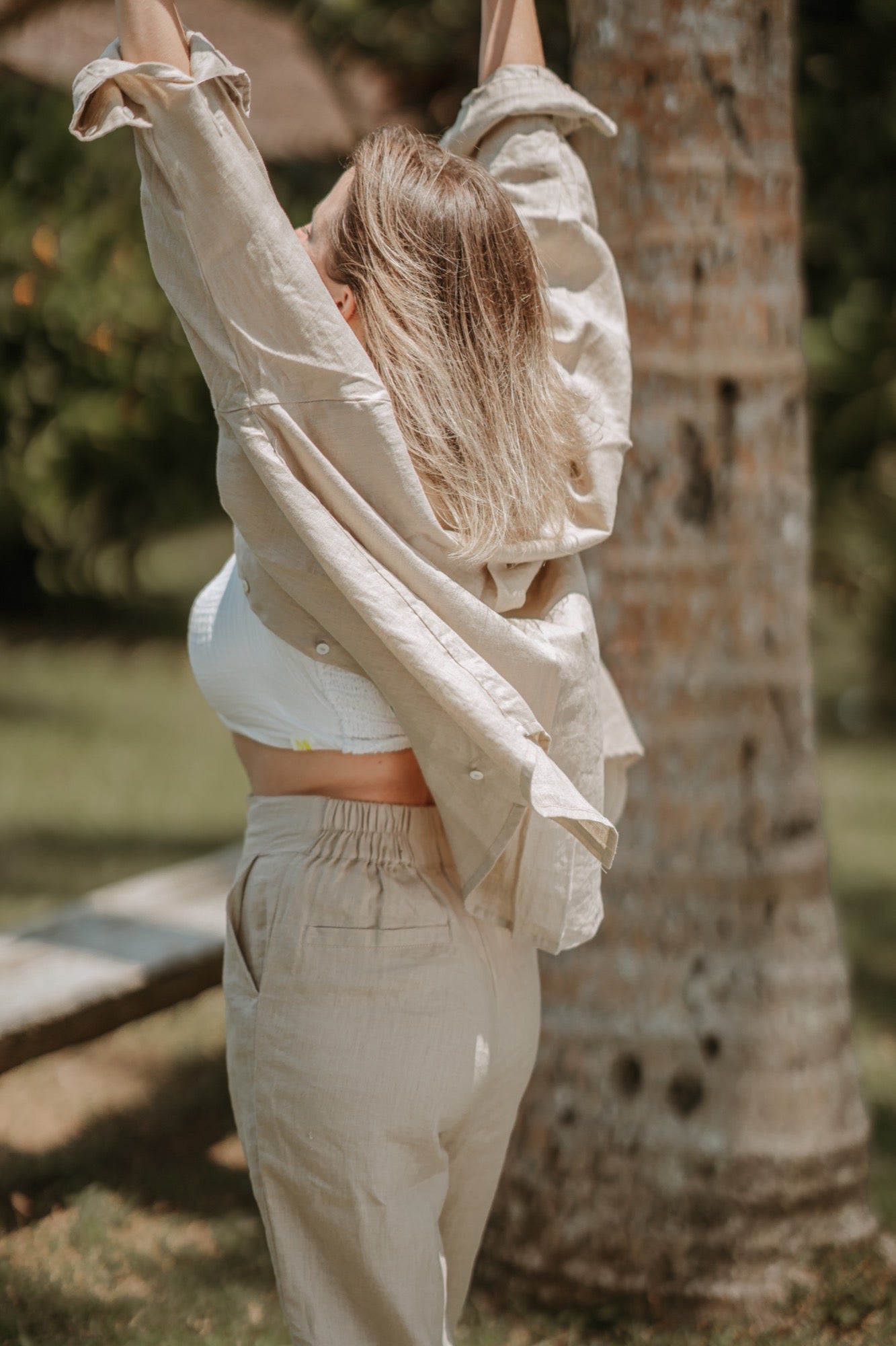 PANTALON EN LIN BEIGE NATUREL ~ PRIA