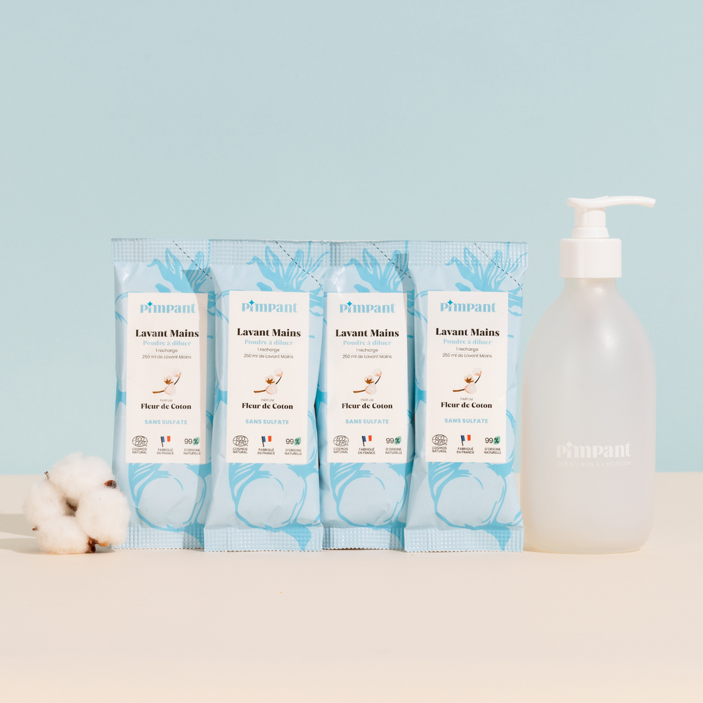Pack Lavant Mains Rechargeable en Poudre à Diluer Fleur de Coton Pimpant