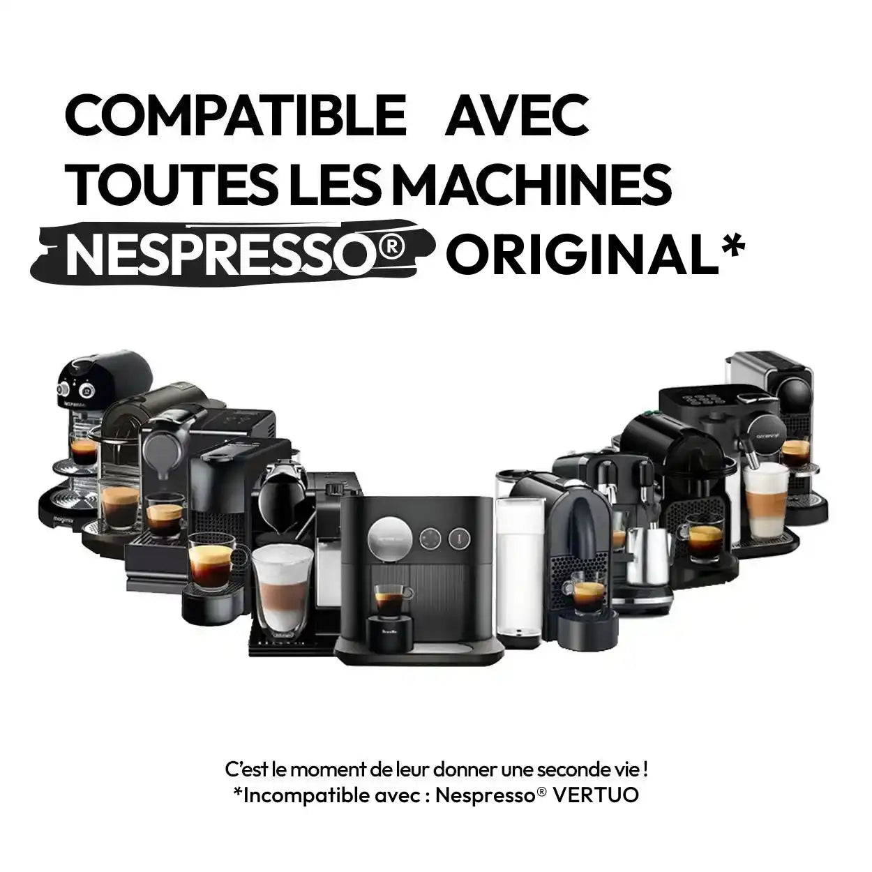 300 opercules & 3 capsules réutilisables & rechargeables en inox compatibles Nespresso®