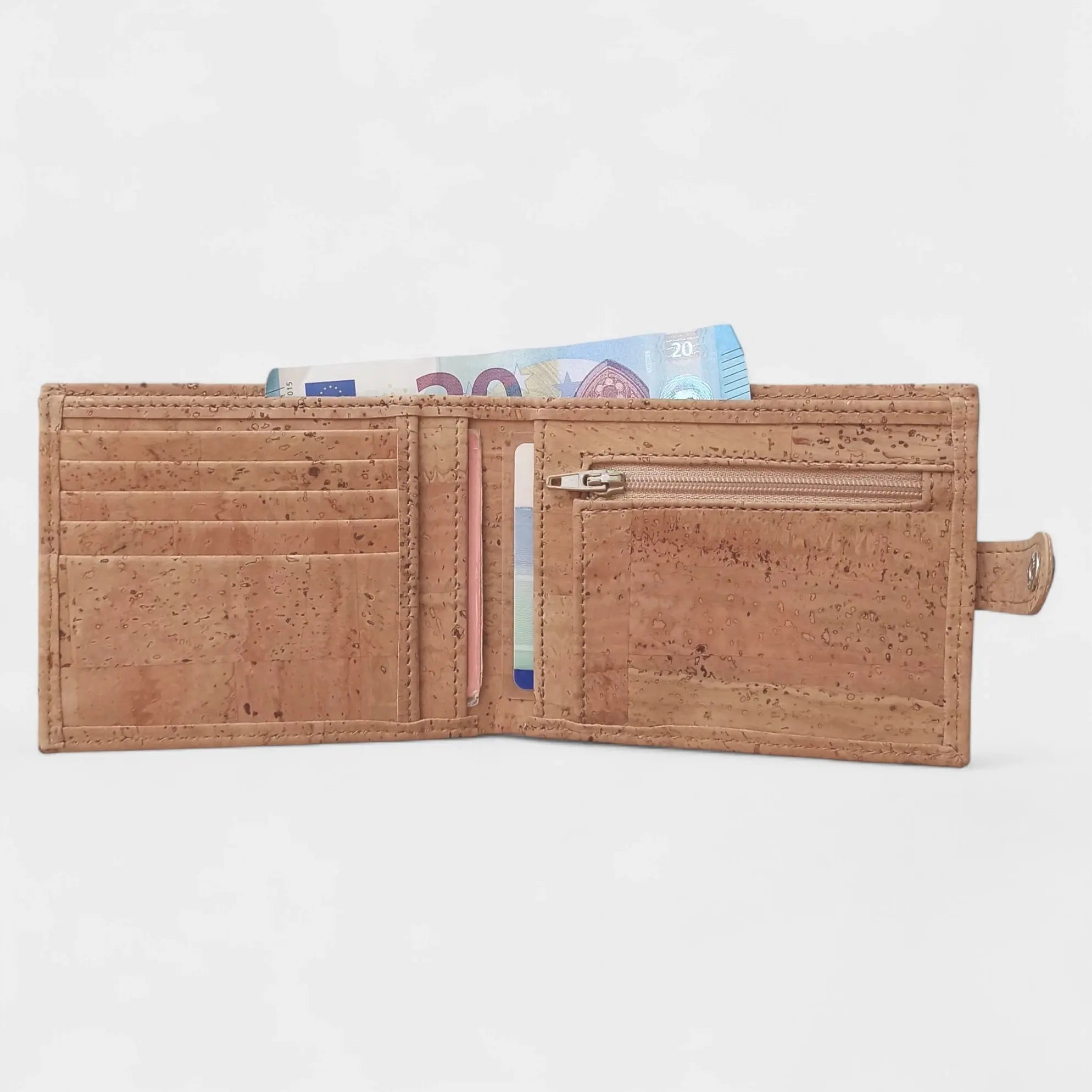 Portefeuille vegan en liège avec zip, Roman  Karmyliege