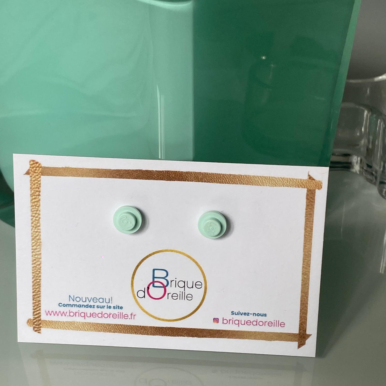 Earrings with a round Lego brick