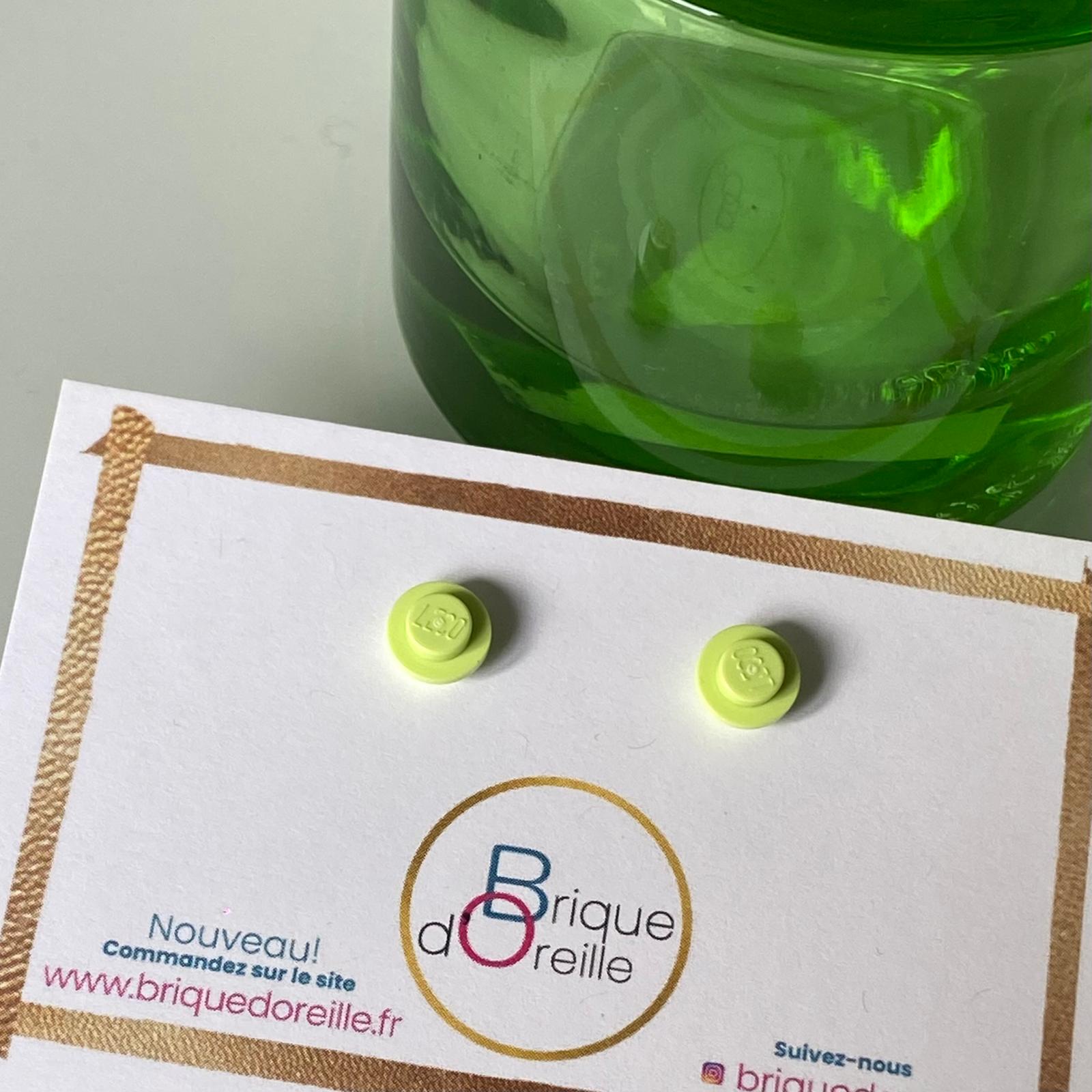 Earrings with a round Lego brick