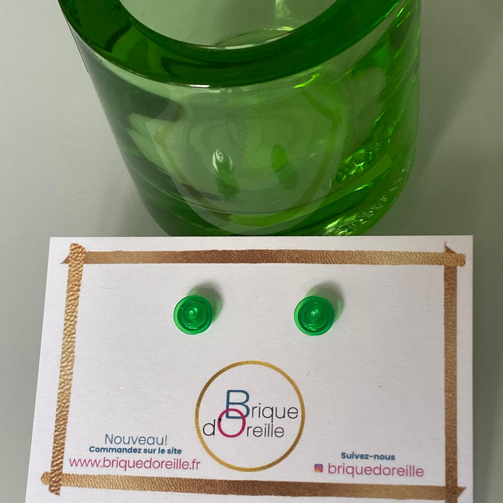 Earrings with a round Lego brick