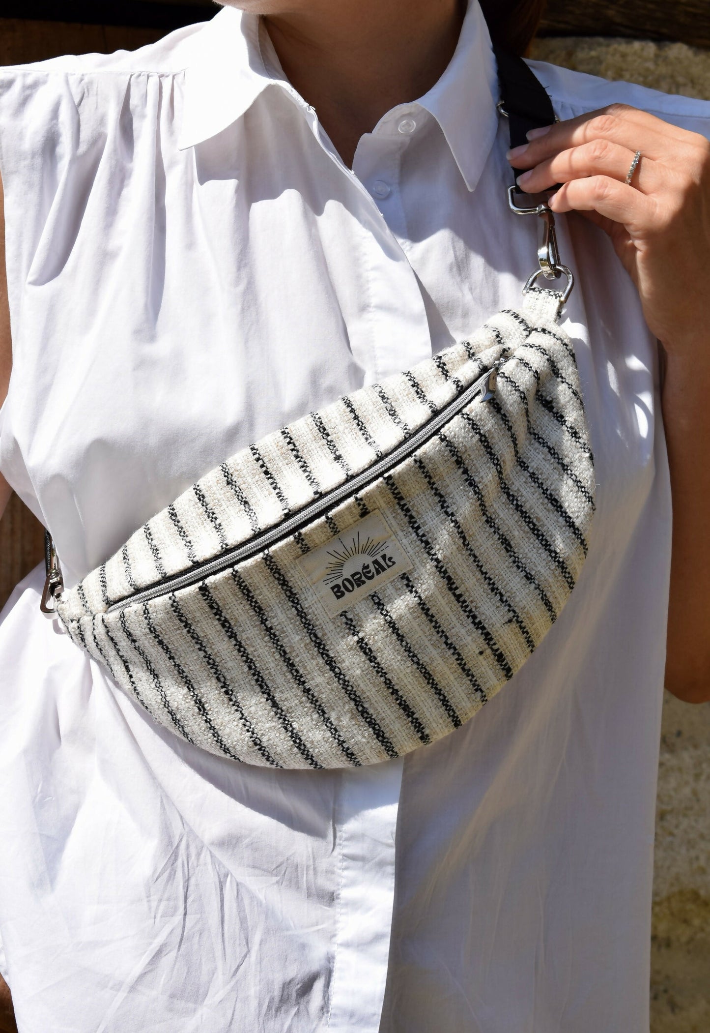 SAC BANANE HORTENSE LAINE NOIR ET BLANC