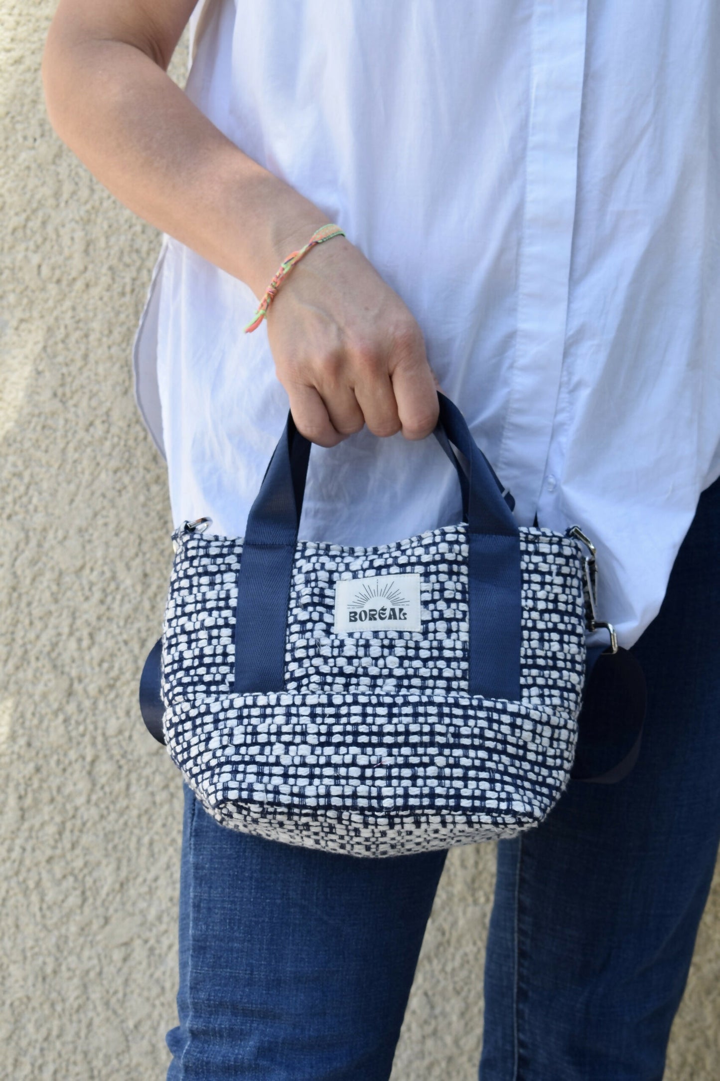 SAC ANÉMONE TWEED BLEU