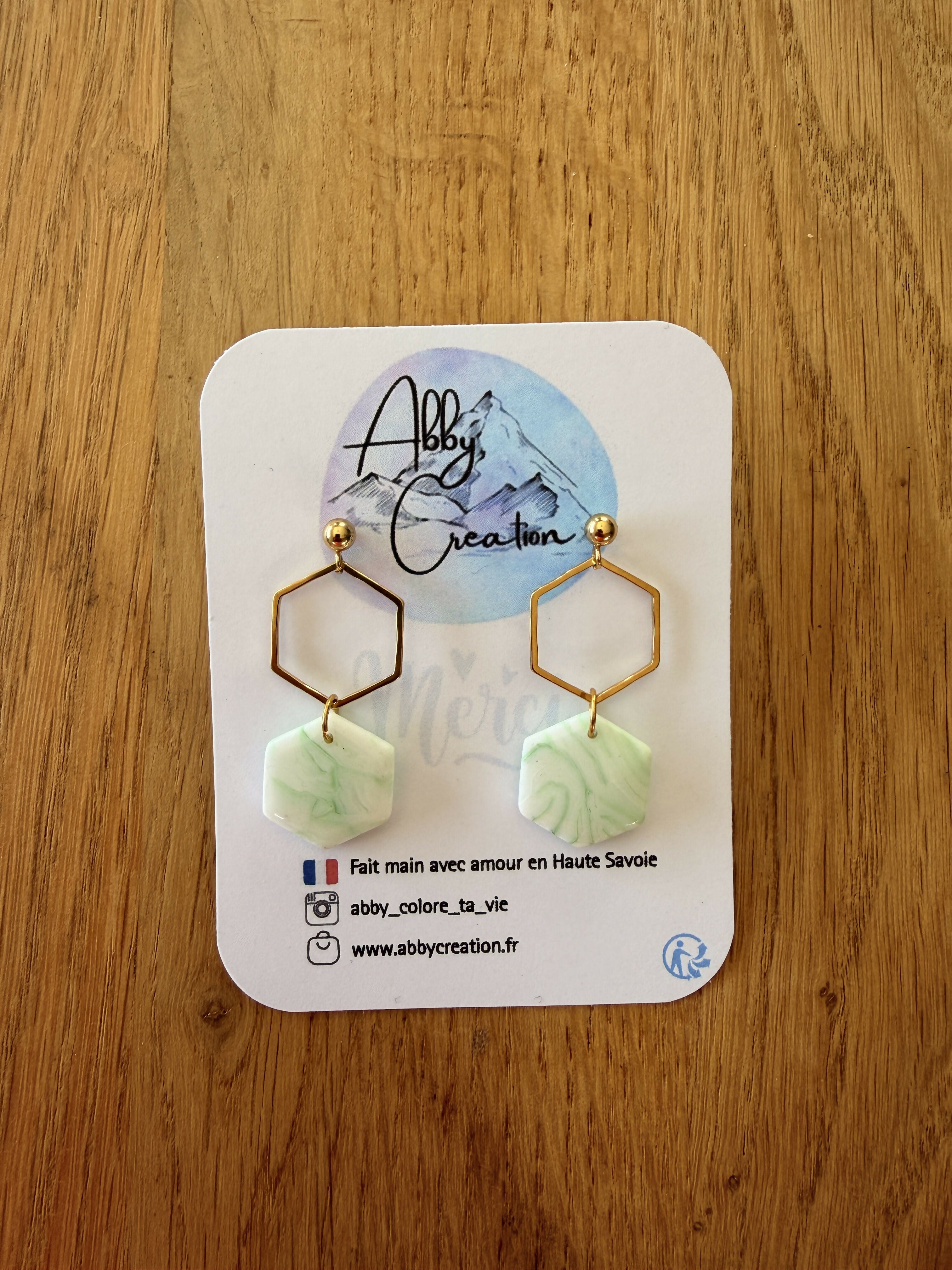 Green Hexagon Hoops
