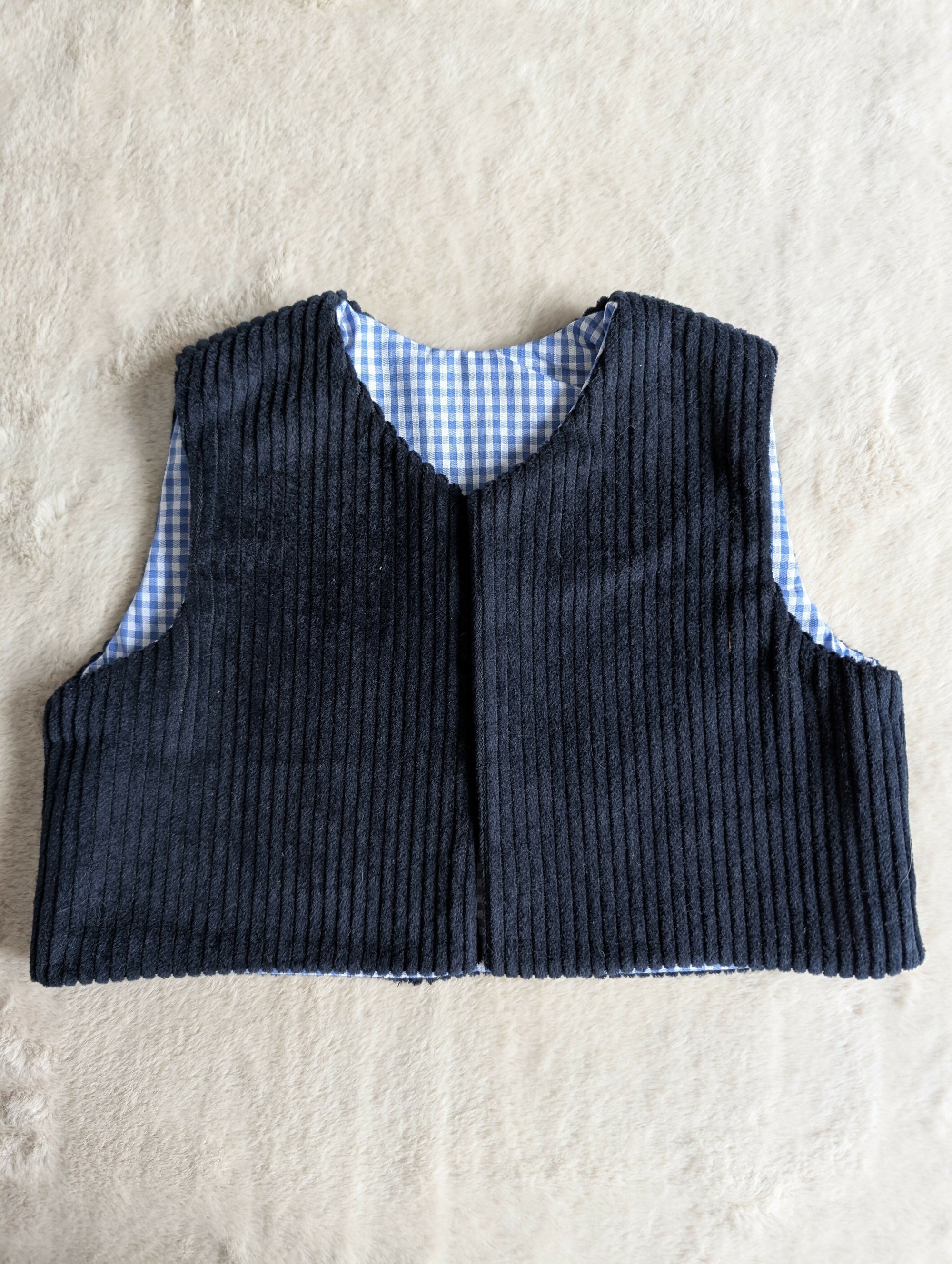 GILET DE BERGER Velour vichy 9-12mois