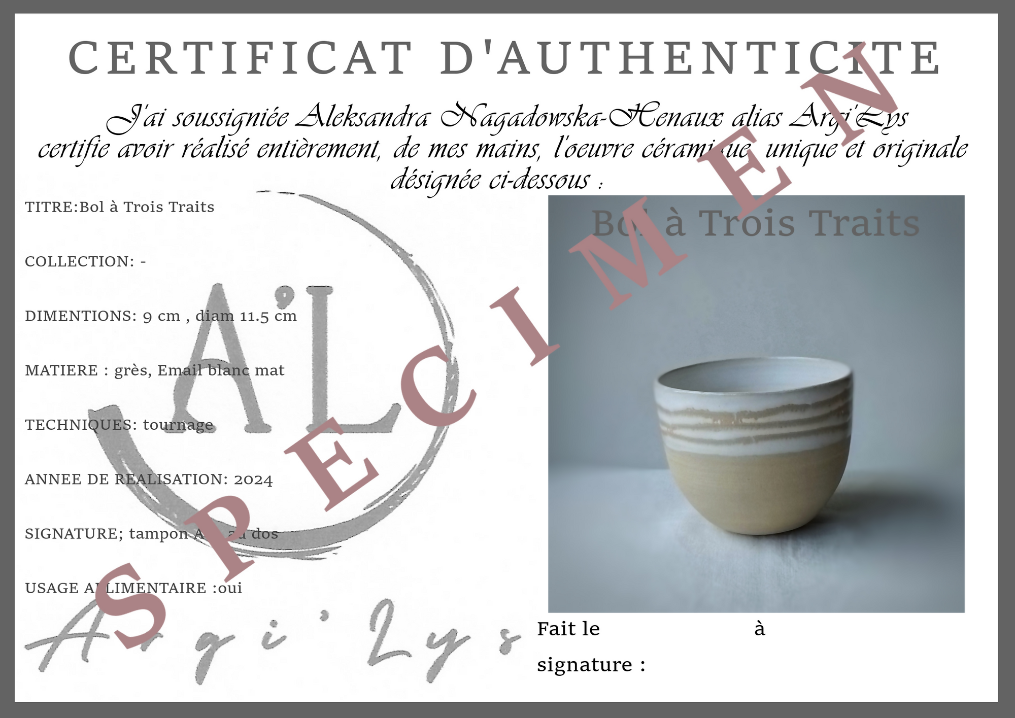 Bol à trois traits