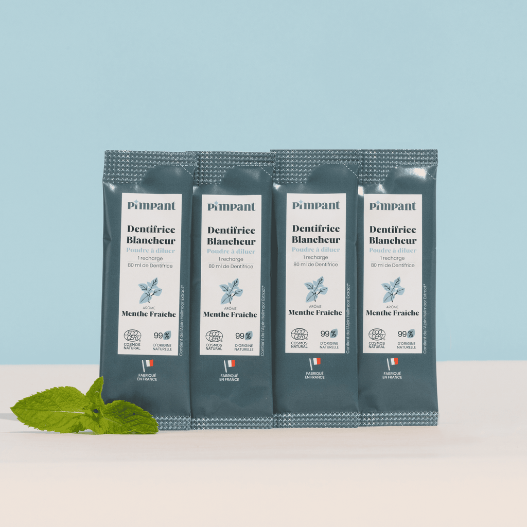 Recharges x4 Dentifrice Rechargeable en Poudre à Diluer Blancheur Pimpant