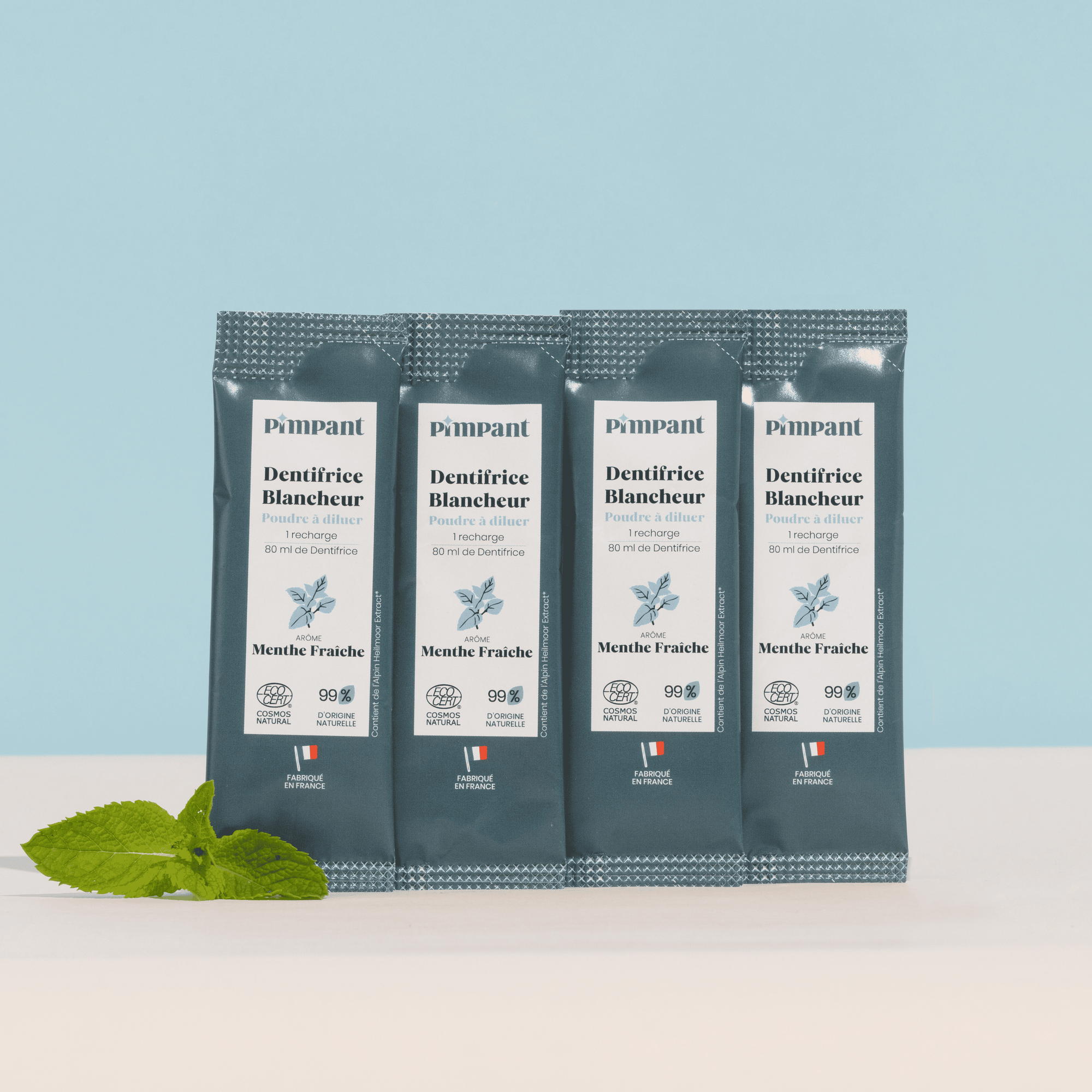 Recharges x4 Dentifrice Rechargeable en Poudre à Diluer Blancheur Pimpant