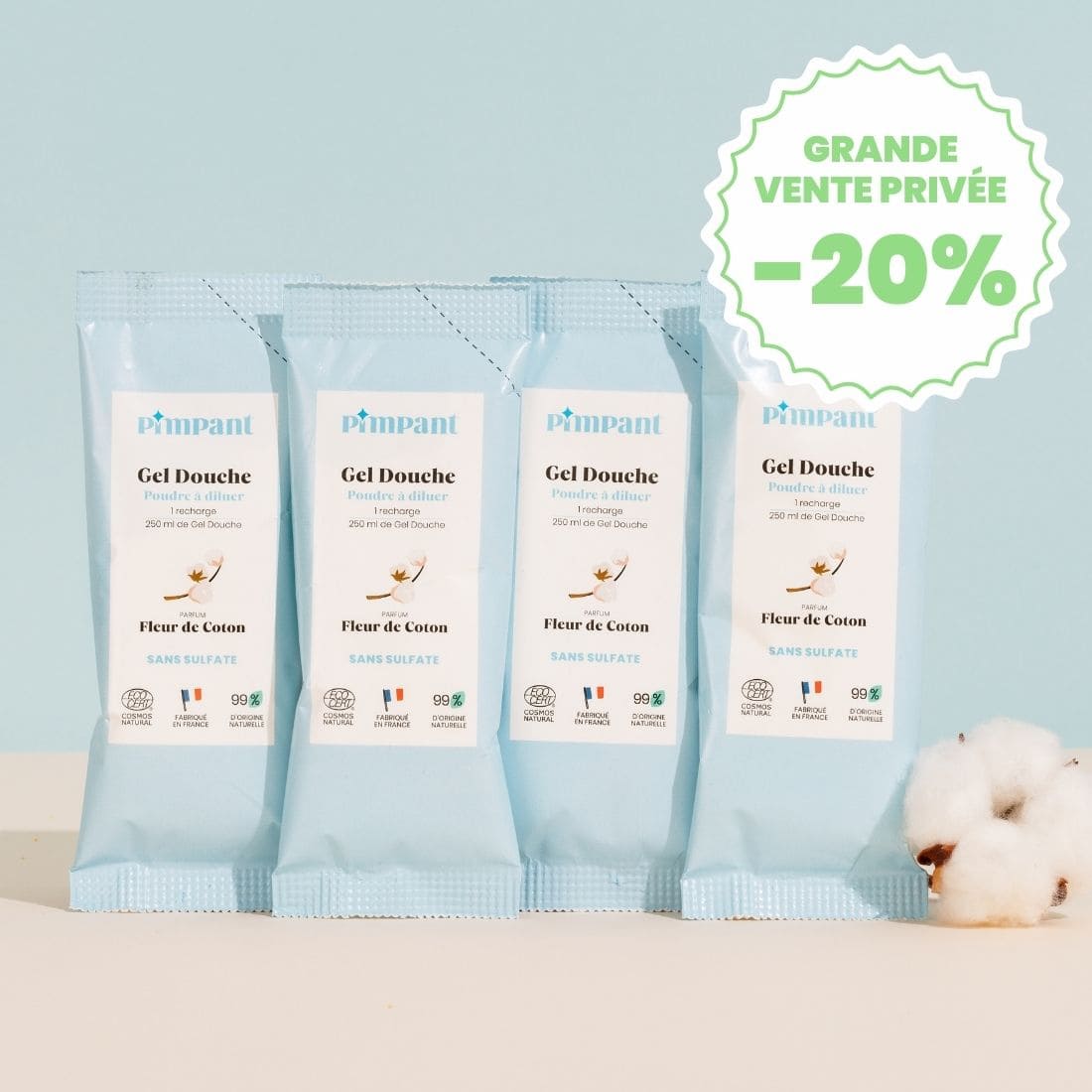 Recharges Gel Douche Fleur de Coton (x4)