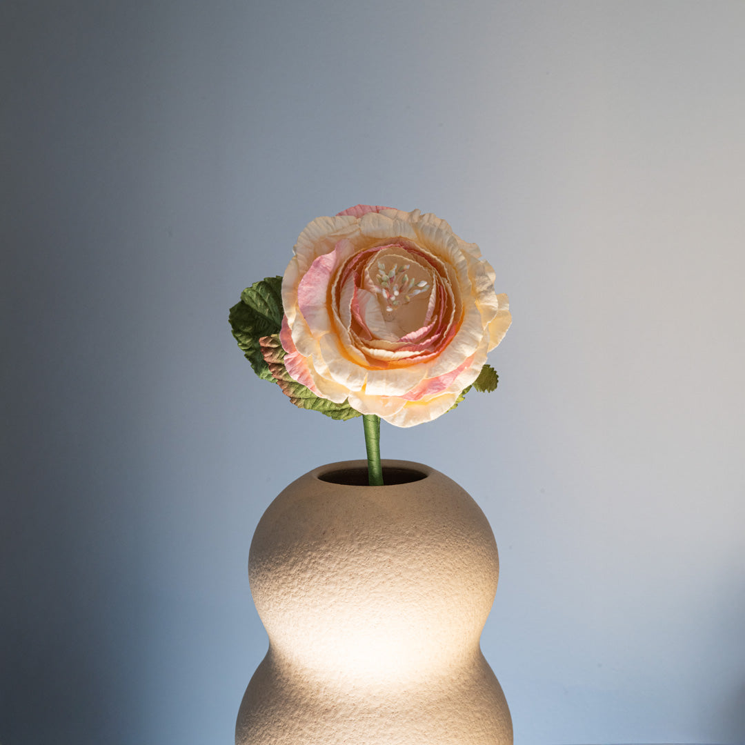 Rose anglaise en papier crème et rose flowrette