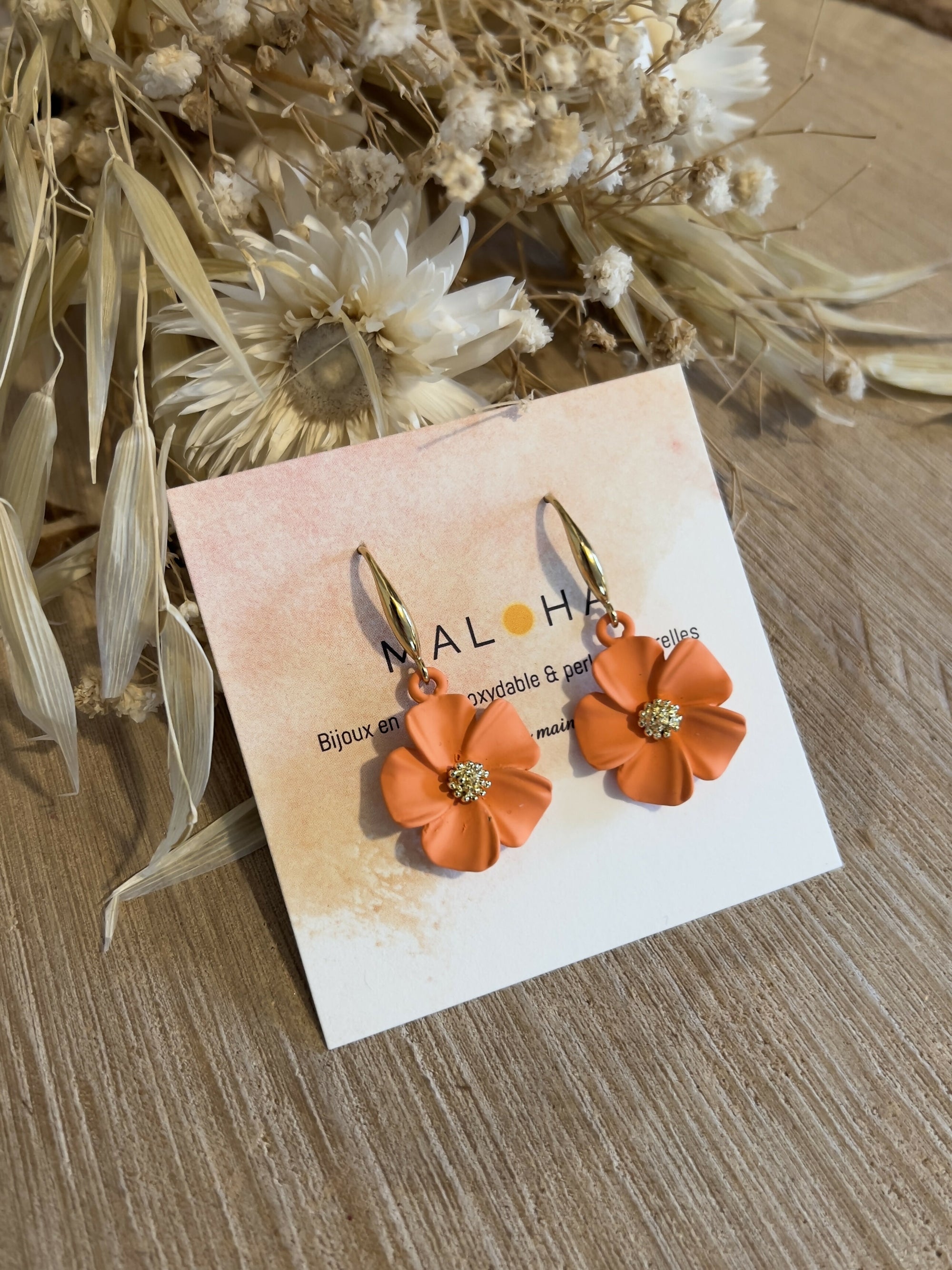 BO pendantes fleurs oranges