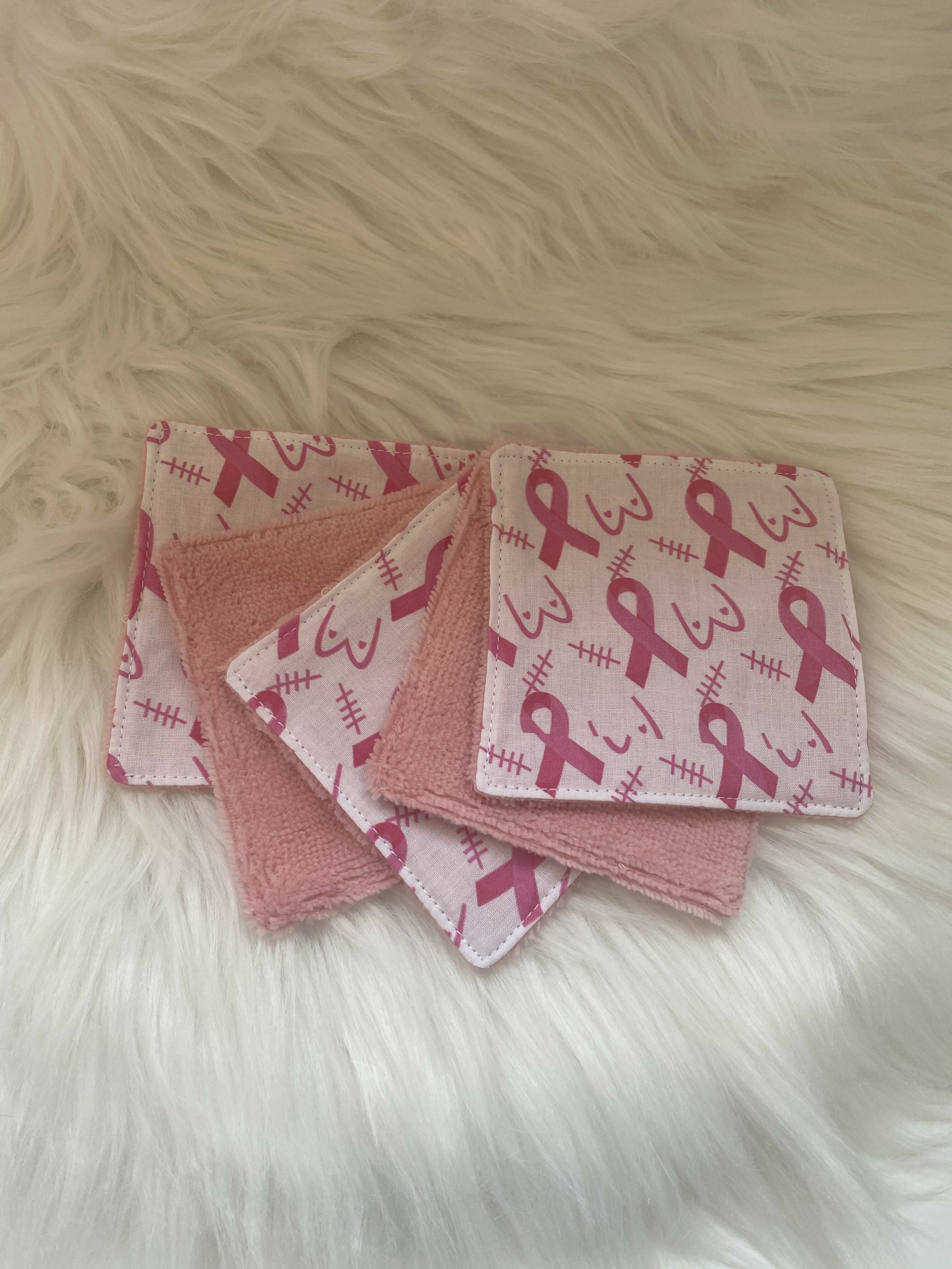 5 LINGETTES OCTOBRE ROSE NOEUDS SEINS