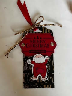 Etiquette cadeau Père Noël en pyjama