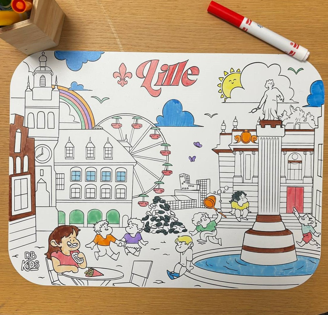 Lot de 2 Sets de table de coloriage réutilisables et lavables