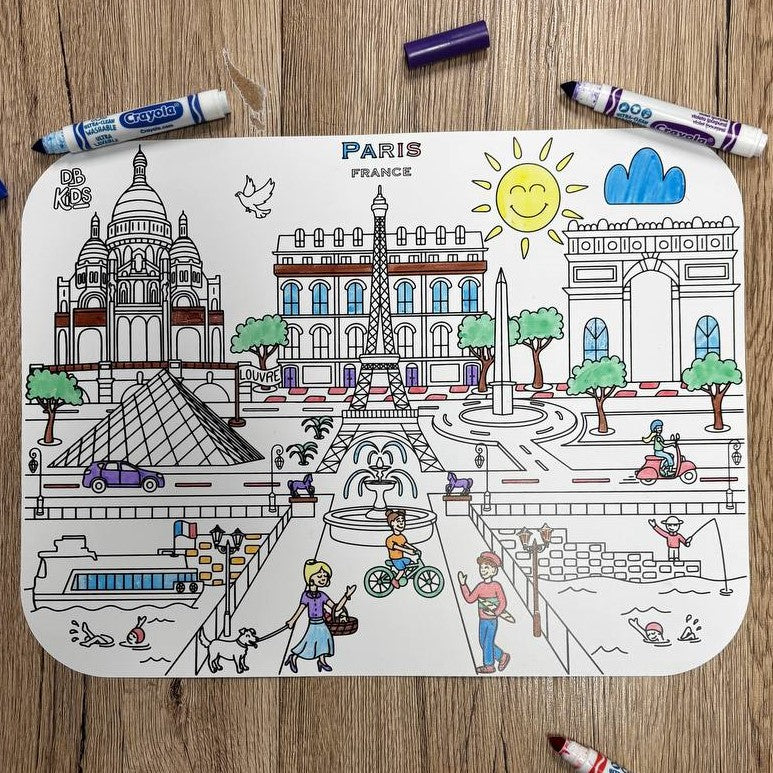 Lot de 2 Sets de table de coloriage réutilisables et lavables
