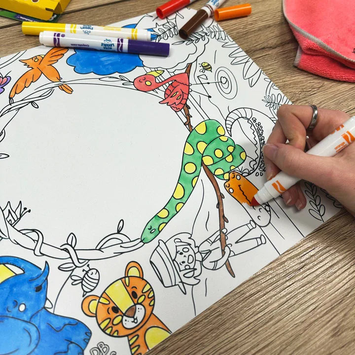 Lot de 2 Sets de table de coloriage réutilisables et lavables