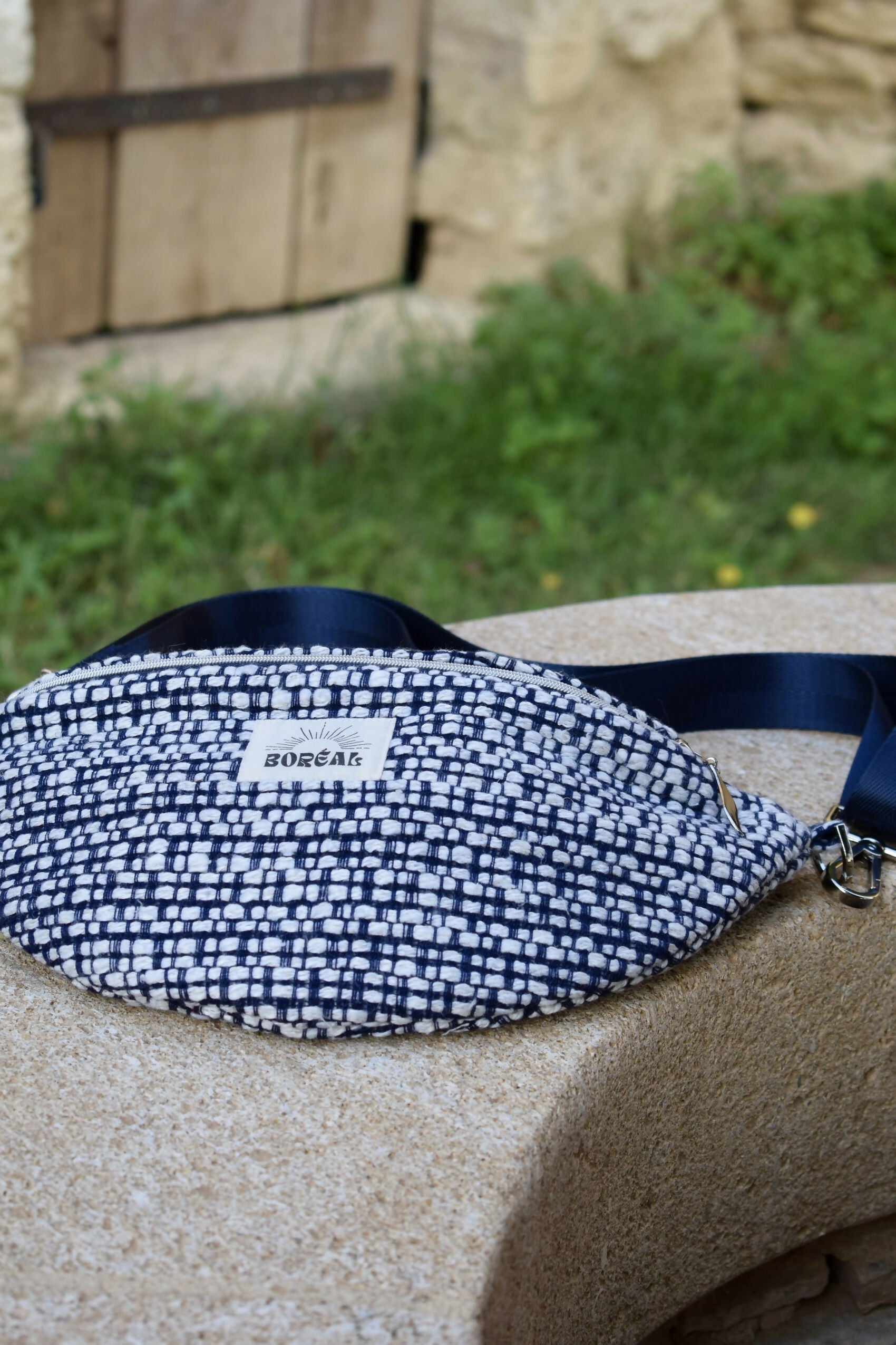 SAC BANANE HORTENSE TWEED BLEU