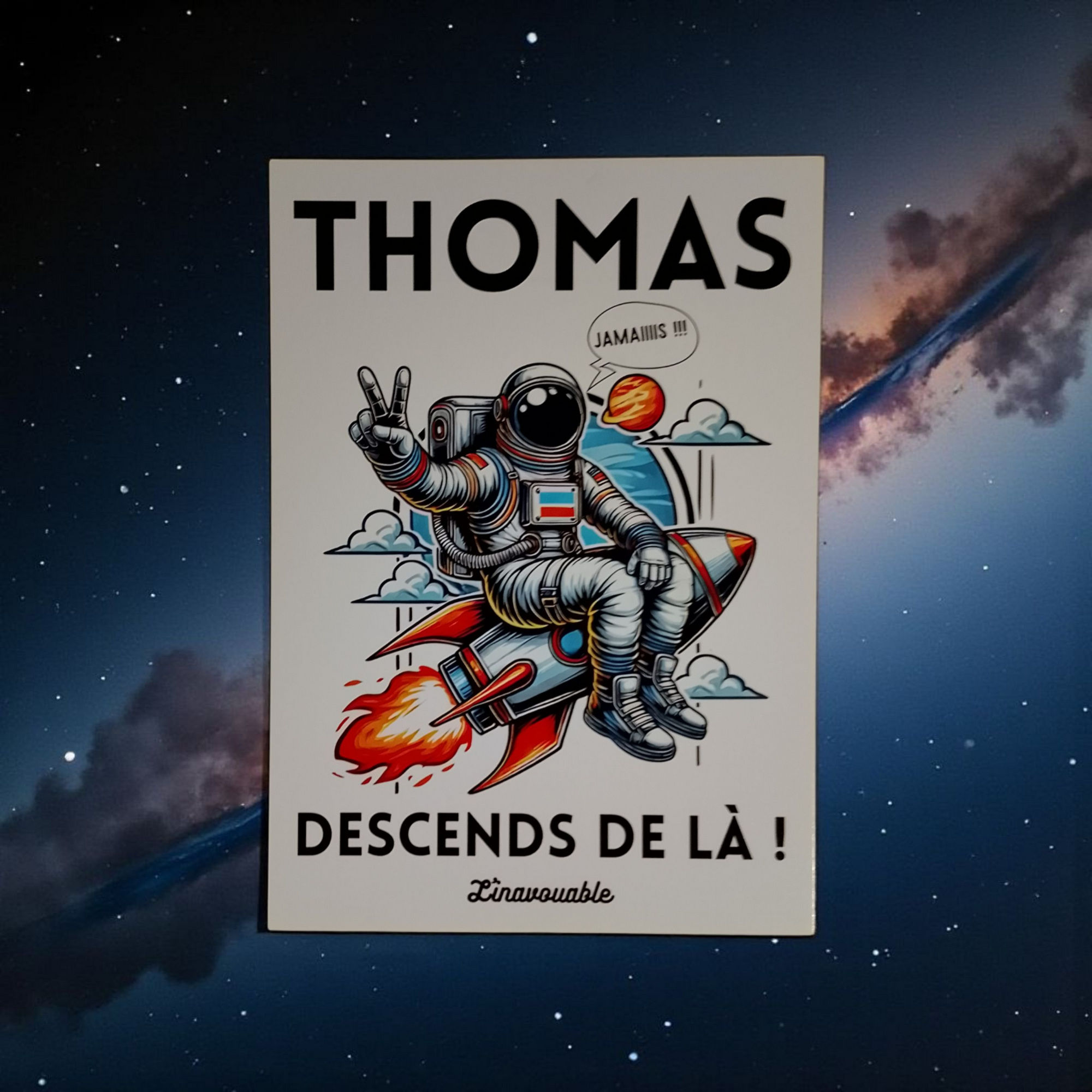 CARTE POSTALE "THOMAS DESCENDS DE LÀ !" Modèle 2