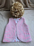 QUILTED SHEPHERD'S VEST PINK STRIPES 18 MONTHS-3 YEARS