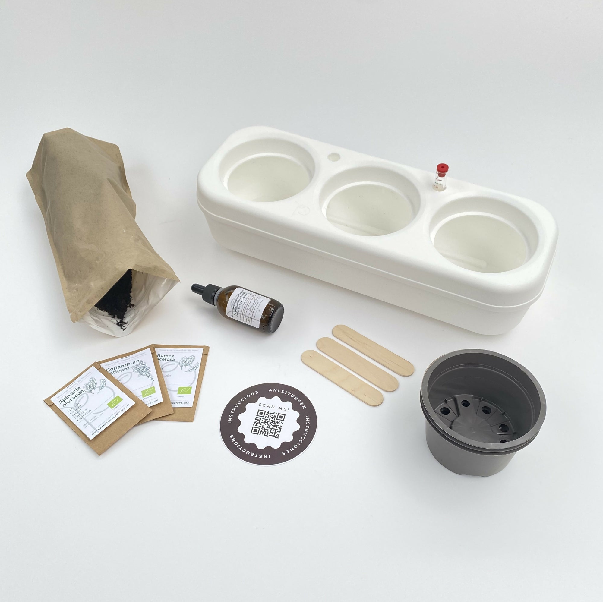 Pbox Potager Urbain Blanc avec Basilic, Basilic citron et Basilic Thai