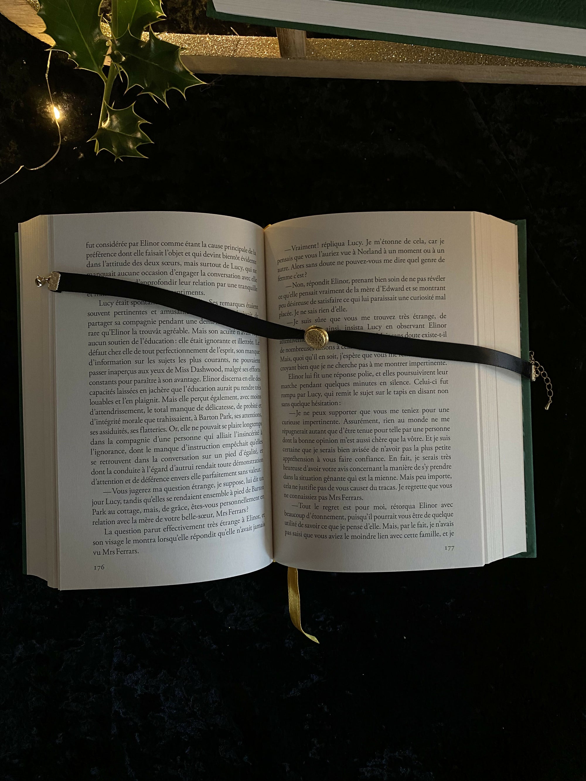 Collier choker/ras-de-cou ruban satin noir - Bouton Or