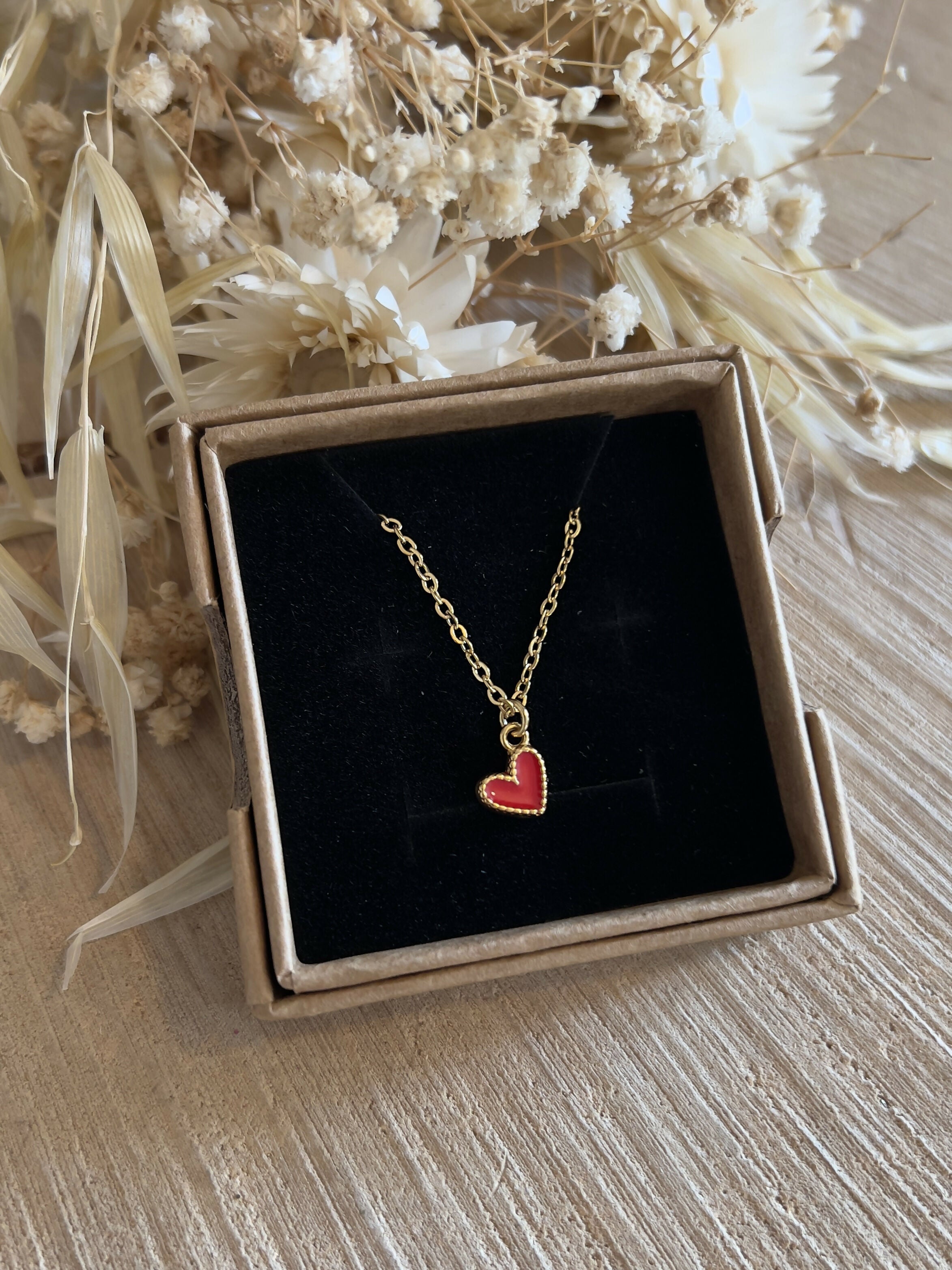 Small red heart necklace